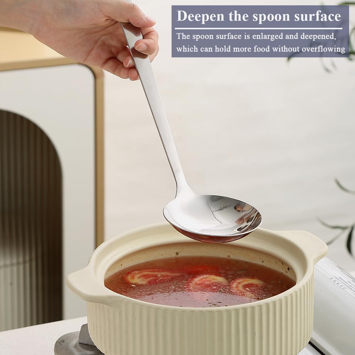 6-Piece Modern Stainless Steel Cooking Utensils Set, Heavy Duty Kitchen Tools, Spatulas, Slotted Spoon, Ladle, Skimmer, Home Essentials Kitchen Gadgets Accessories
