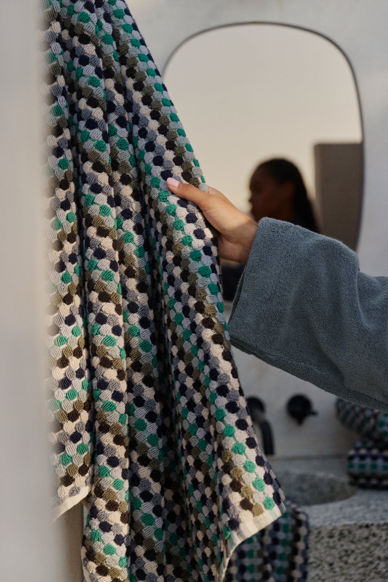 Organic Cotton Mosaic Towels (Sea)