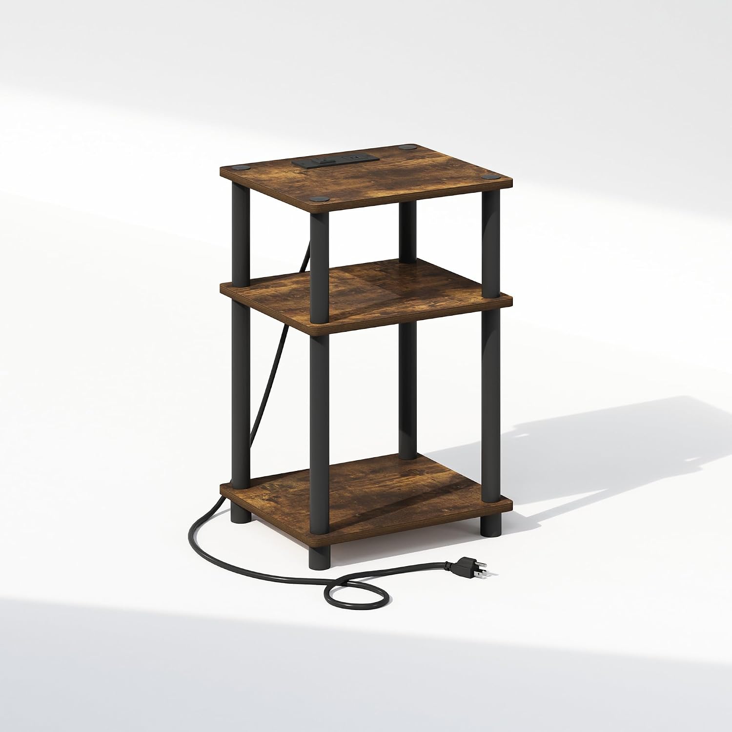  JUST Toolless 3-Tier Night Stand, Open Storage, White