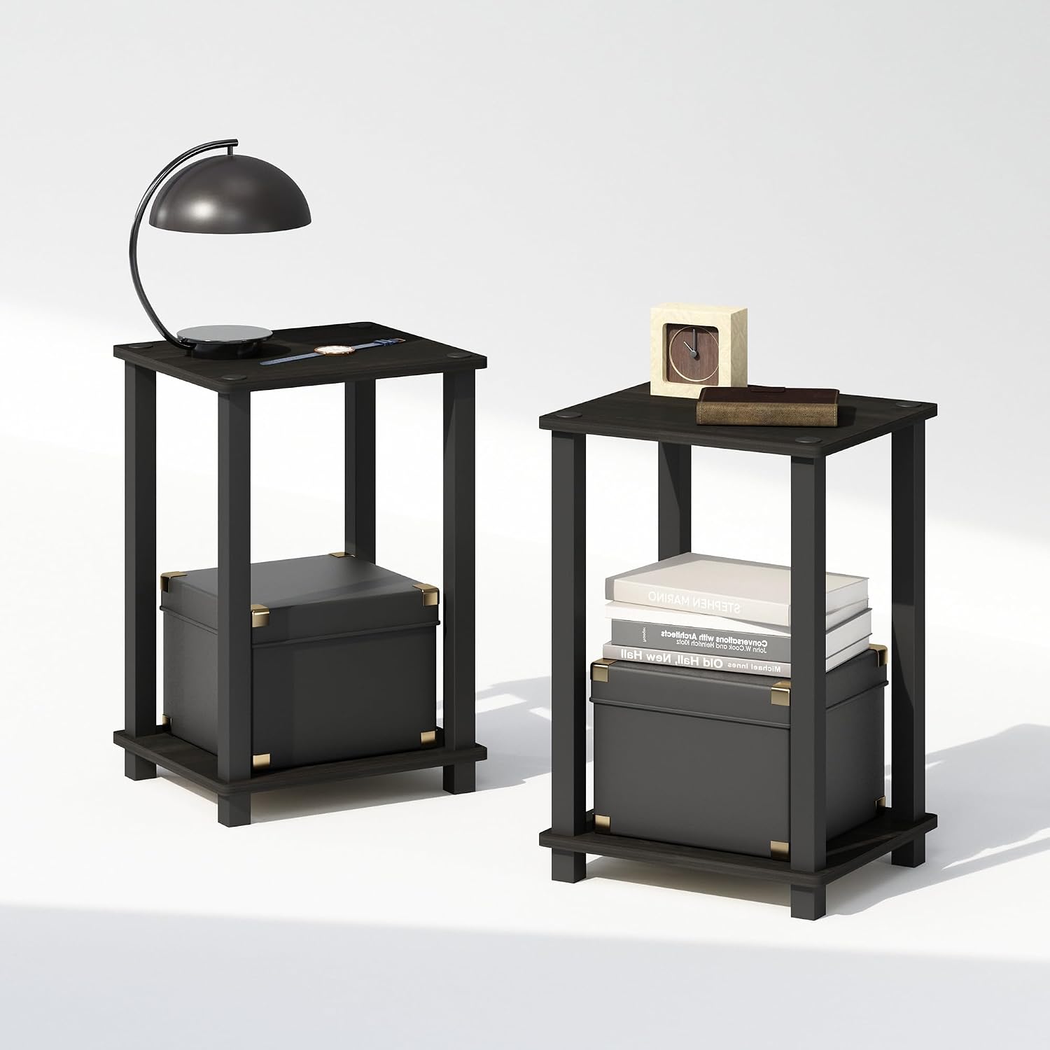  JUST Toolless 3-Tier Night Stand, Open Storage, White