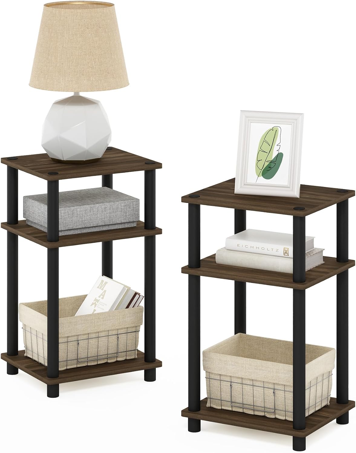  JUST Toolless 3-Tier Night Stand, Open Storage, White