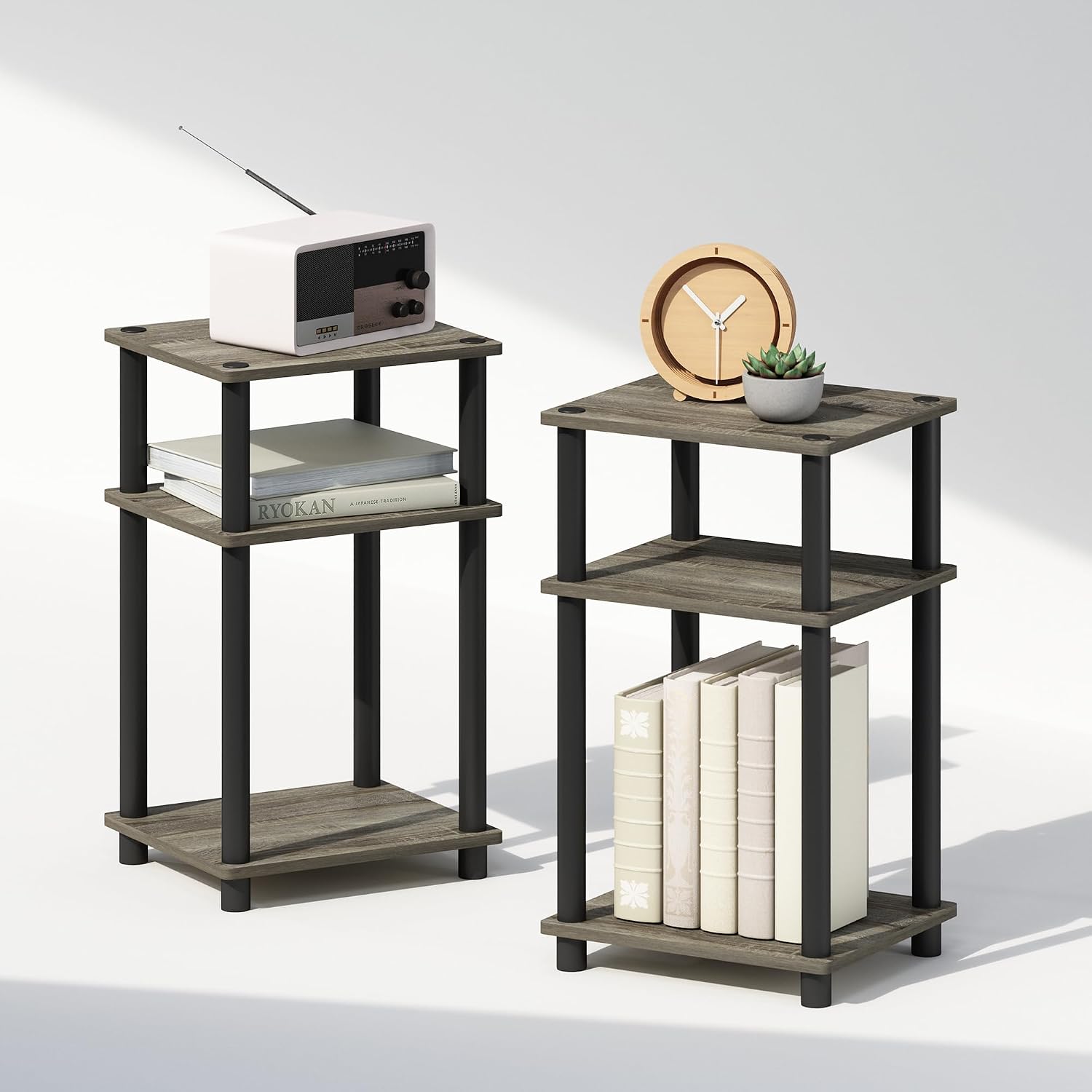  JUST Toolless 3-Tier Night Stand, Open Storage, White