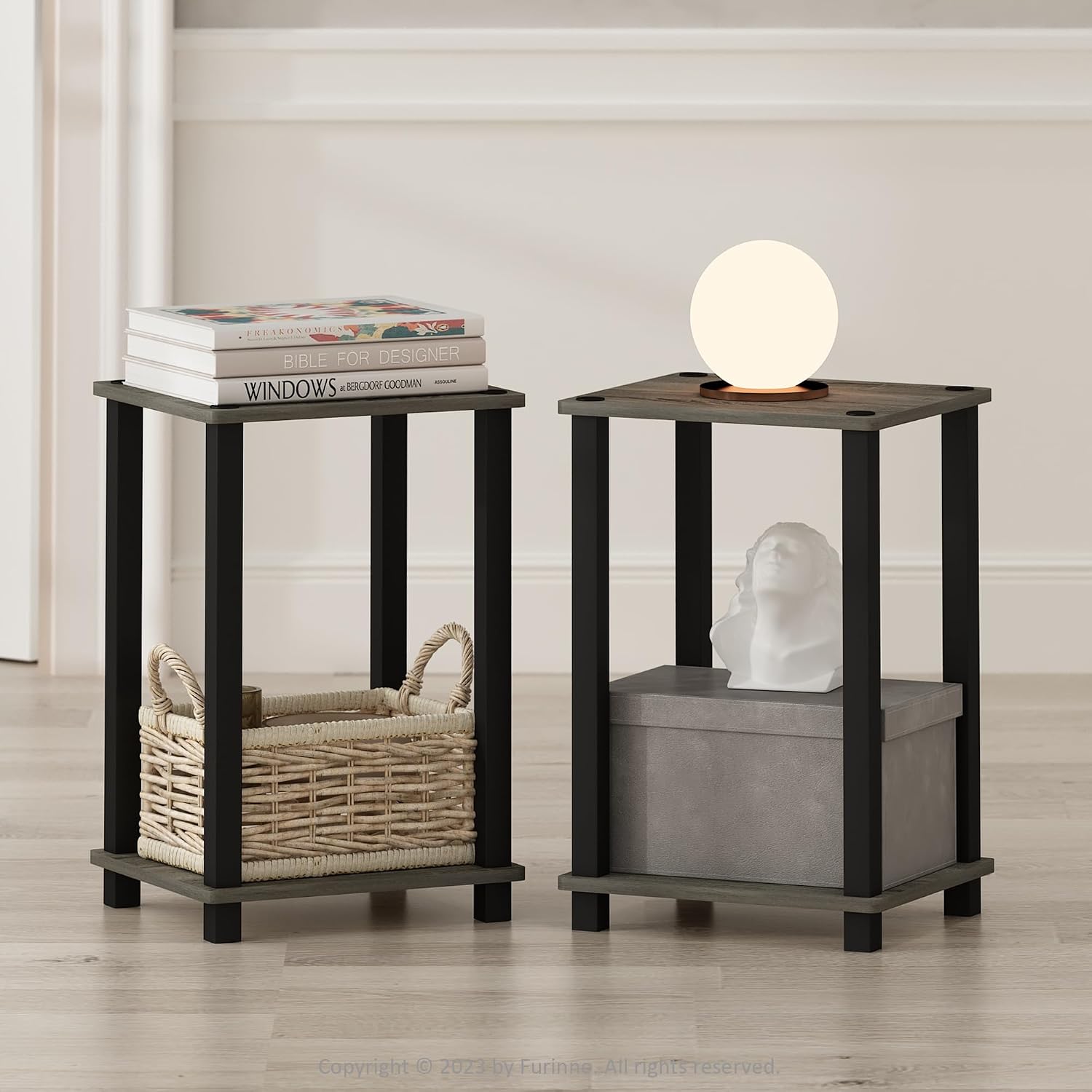  JUST Toolless 3-Tier Night Stand, Open Storage, White