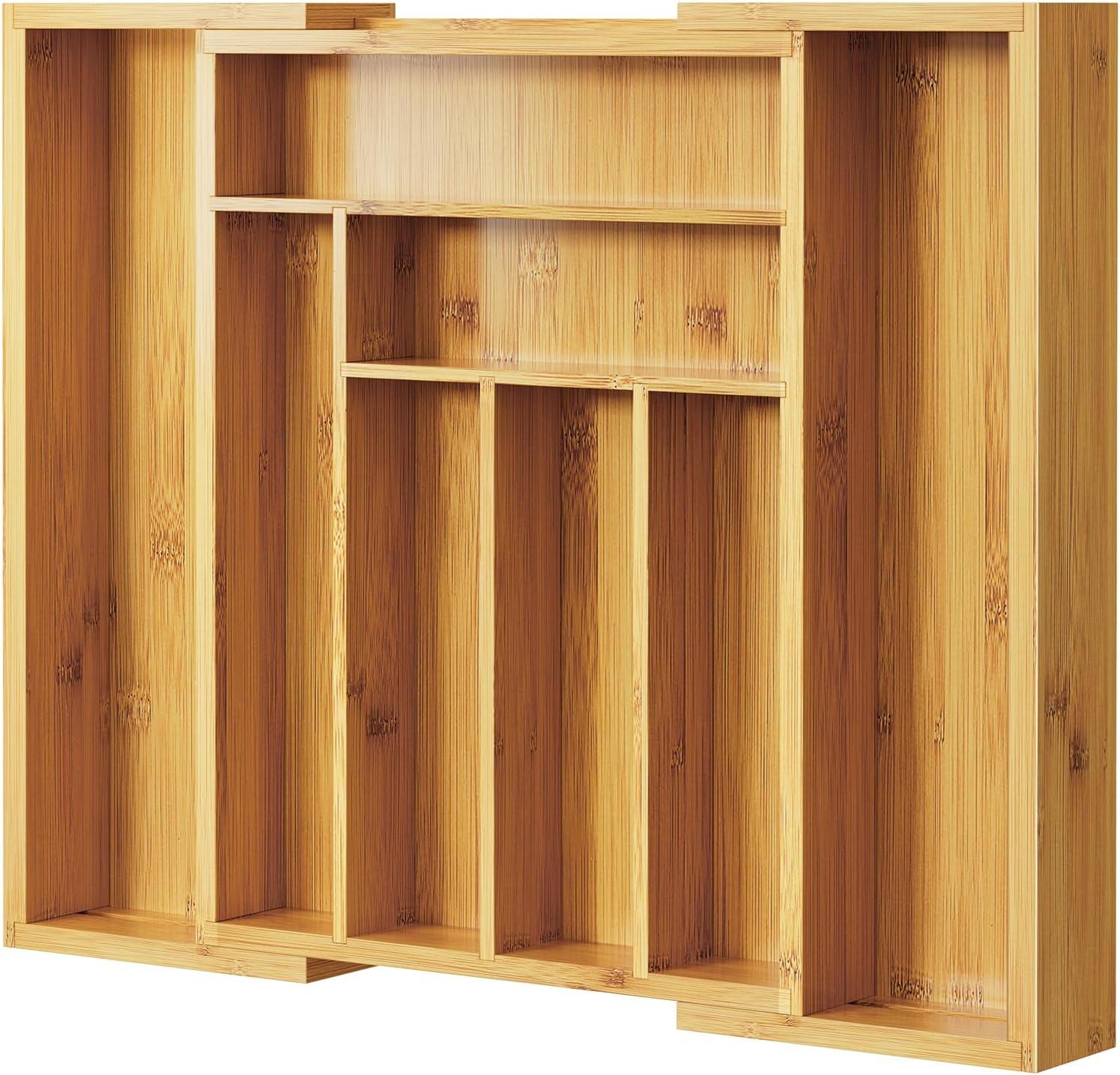  Expandable Bamboo Silverware Organizer, Large Kitchen Drawer Tray