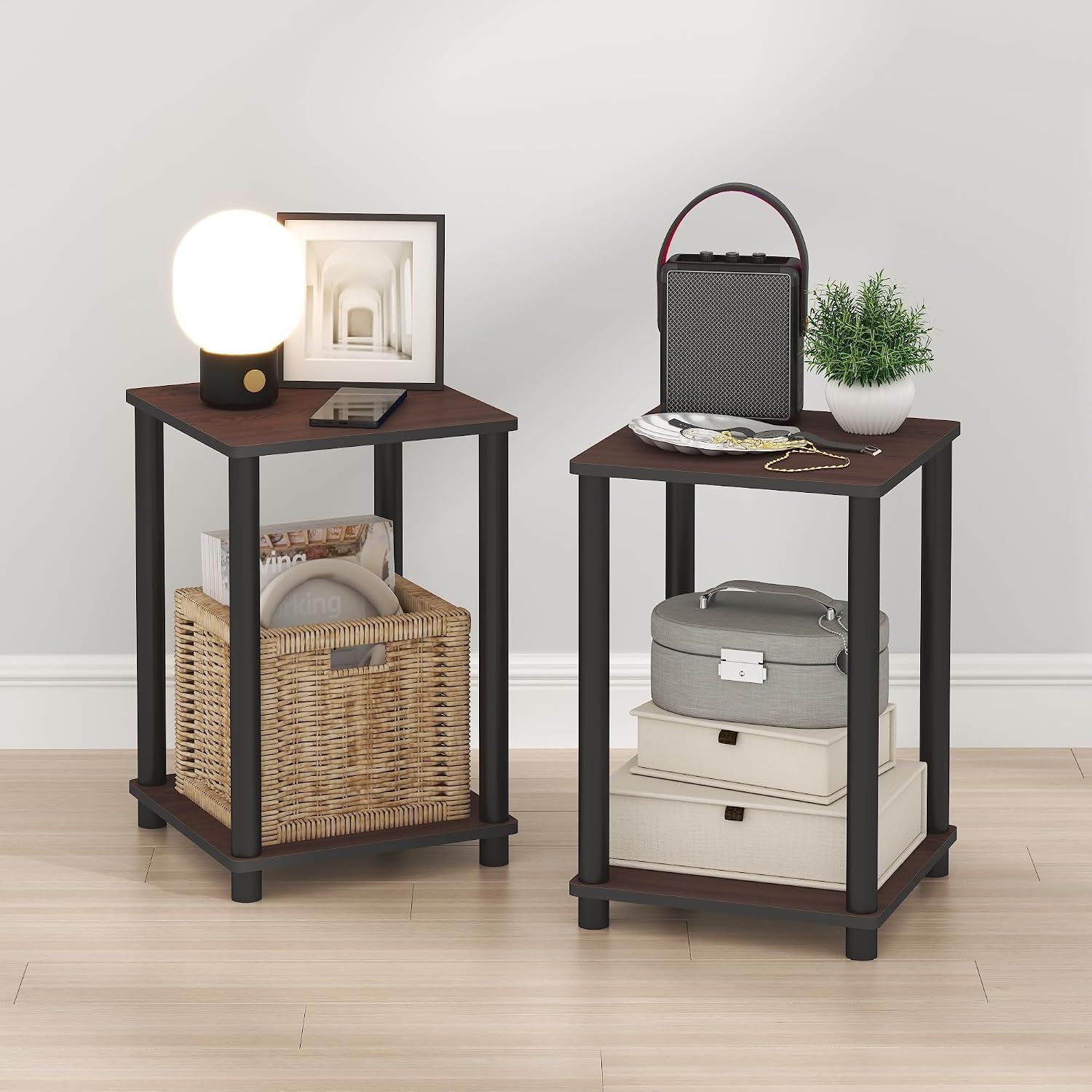  JUST Toolless 3-Tier Night Stand, Open Storage, White