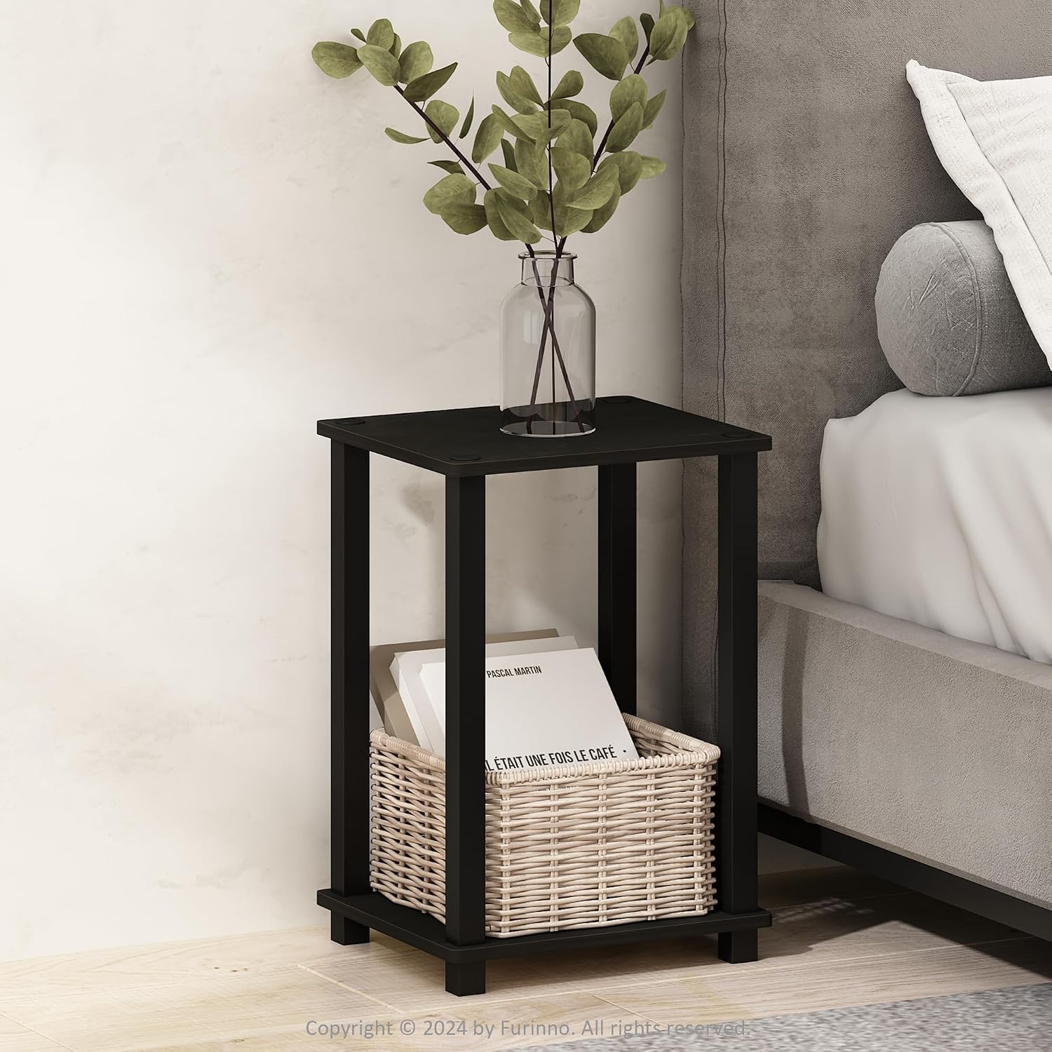  JUST Toolless 3-Tier Night Stand, Open Storage, White