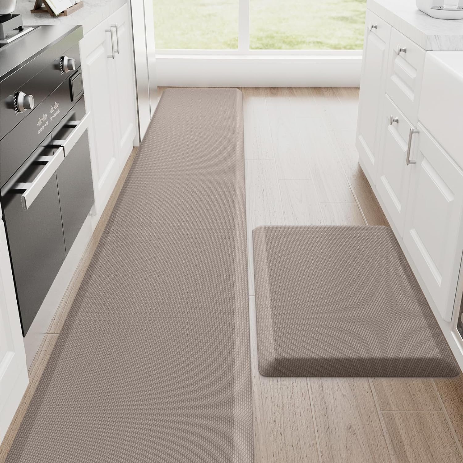 Kitchen Mats for Floor, 2-Piece Anti-Fatigue Kitchen Rugs, Black