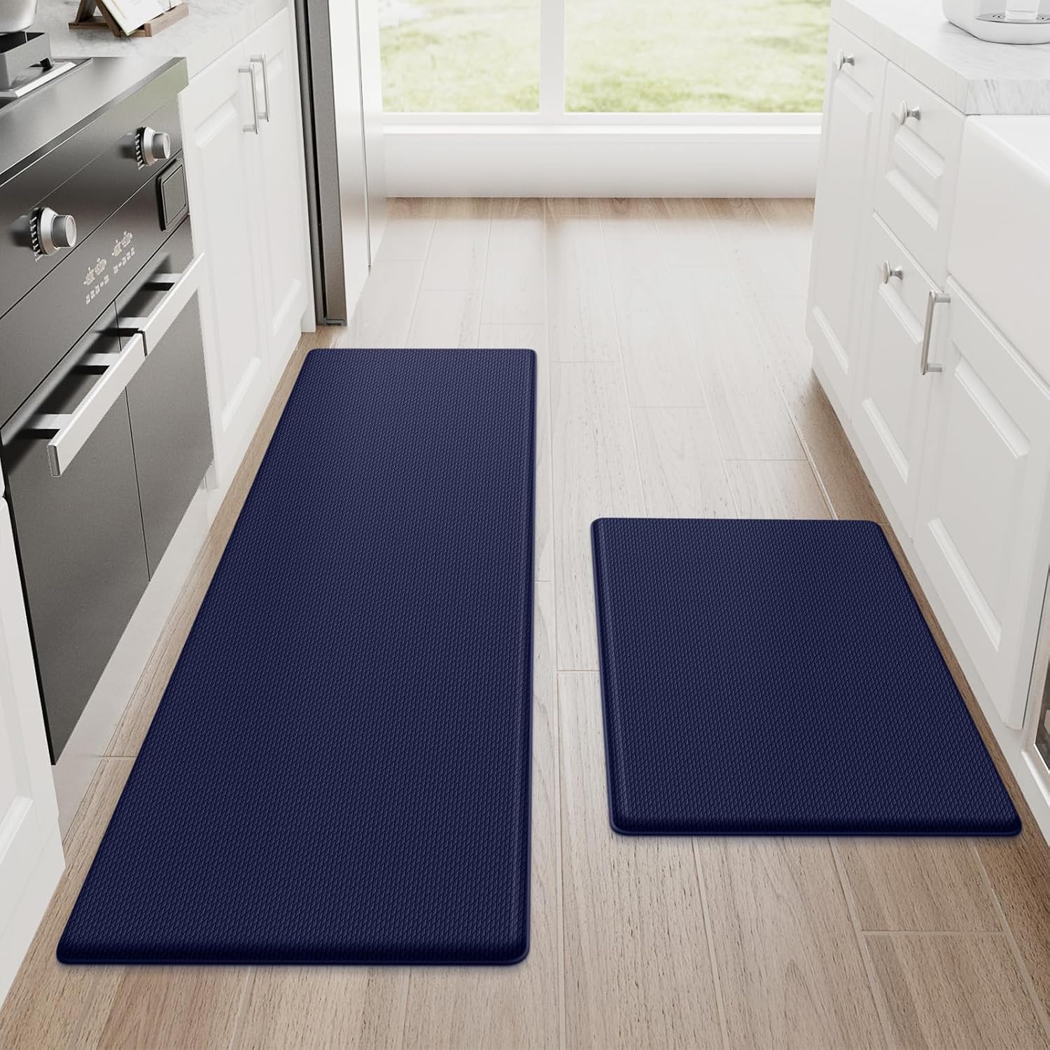 Kitchen Mats for Floor, 2-Piece Anti-Fatigue Kitchen Rugs, Black