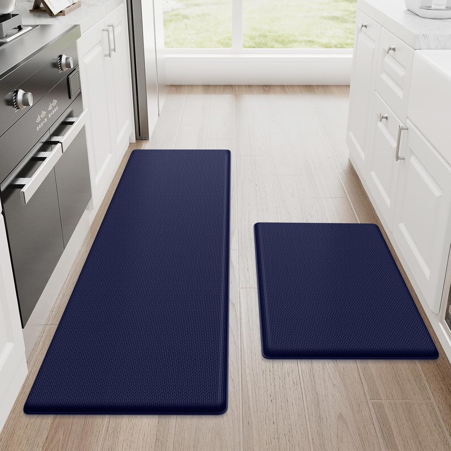 Kitchen Mats for Floor, 2-Piece Anti-Fatigue Kitchen Rugs, Black