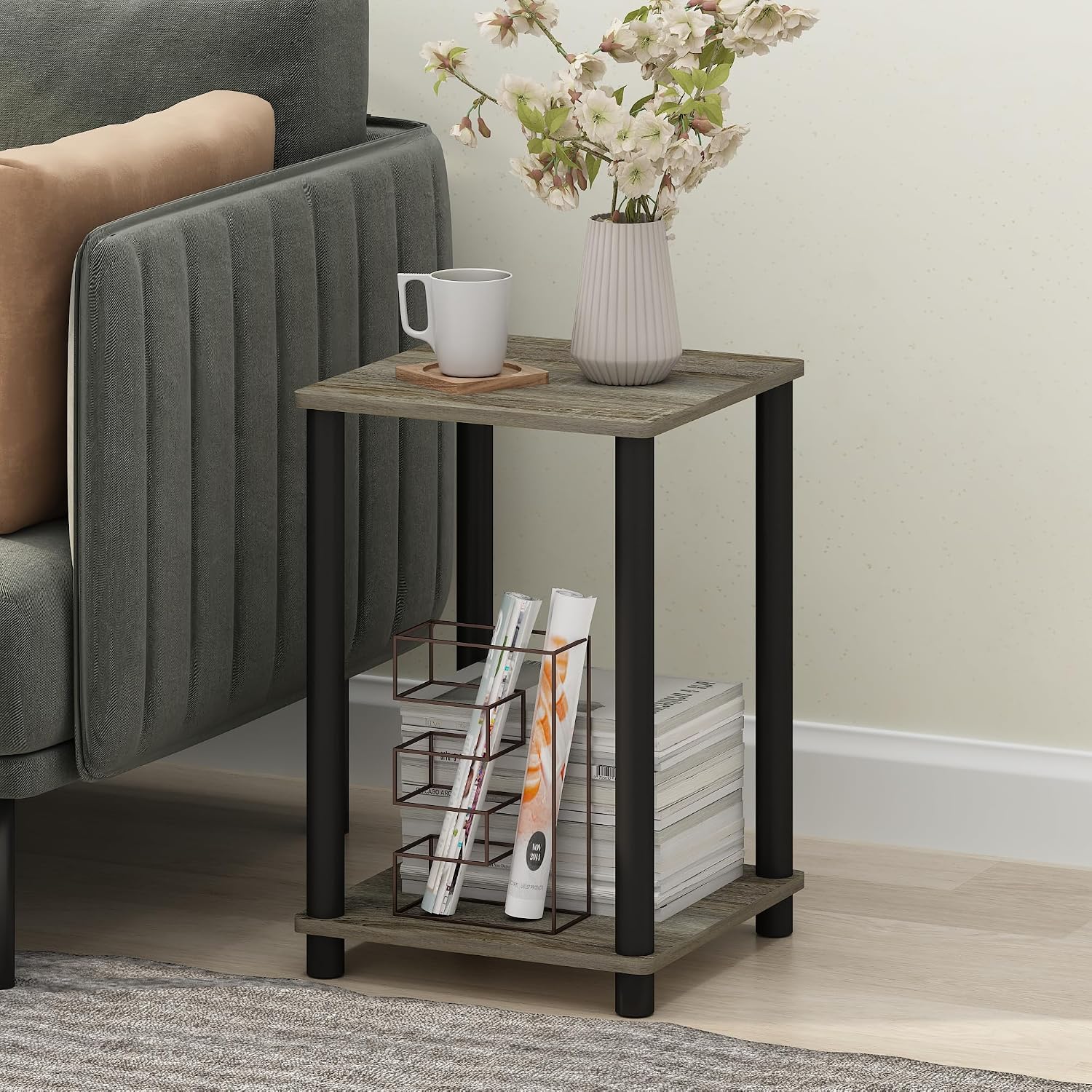  JUST Toolless 3-Tier Night Stand, Open Storage, White