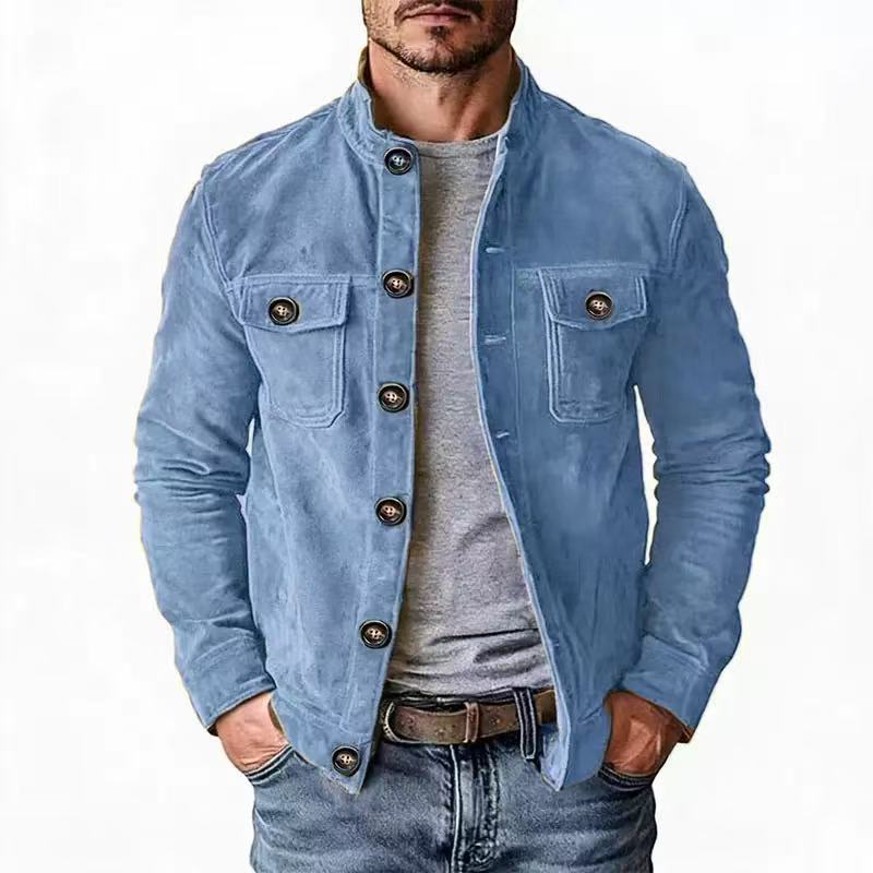 Men's Suede-Look Button-Front Field Jacket