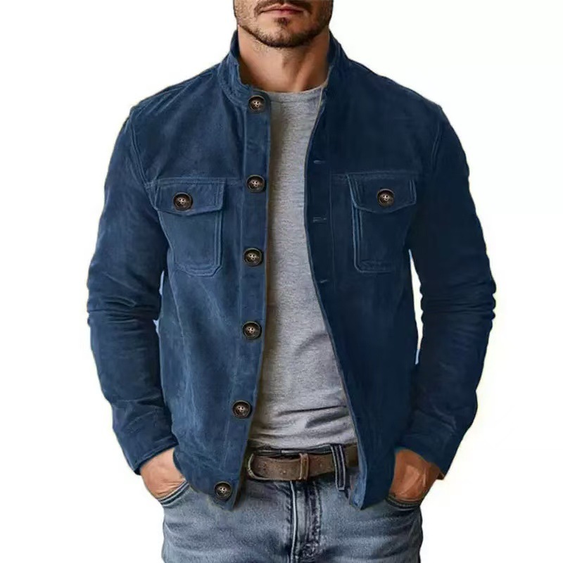 Men's Suede-Look Button-Front Field Jacket