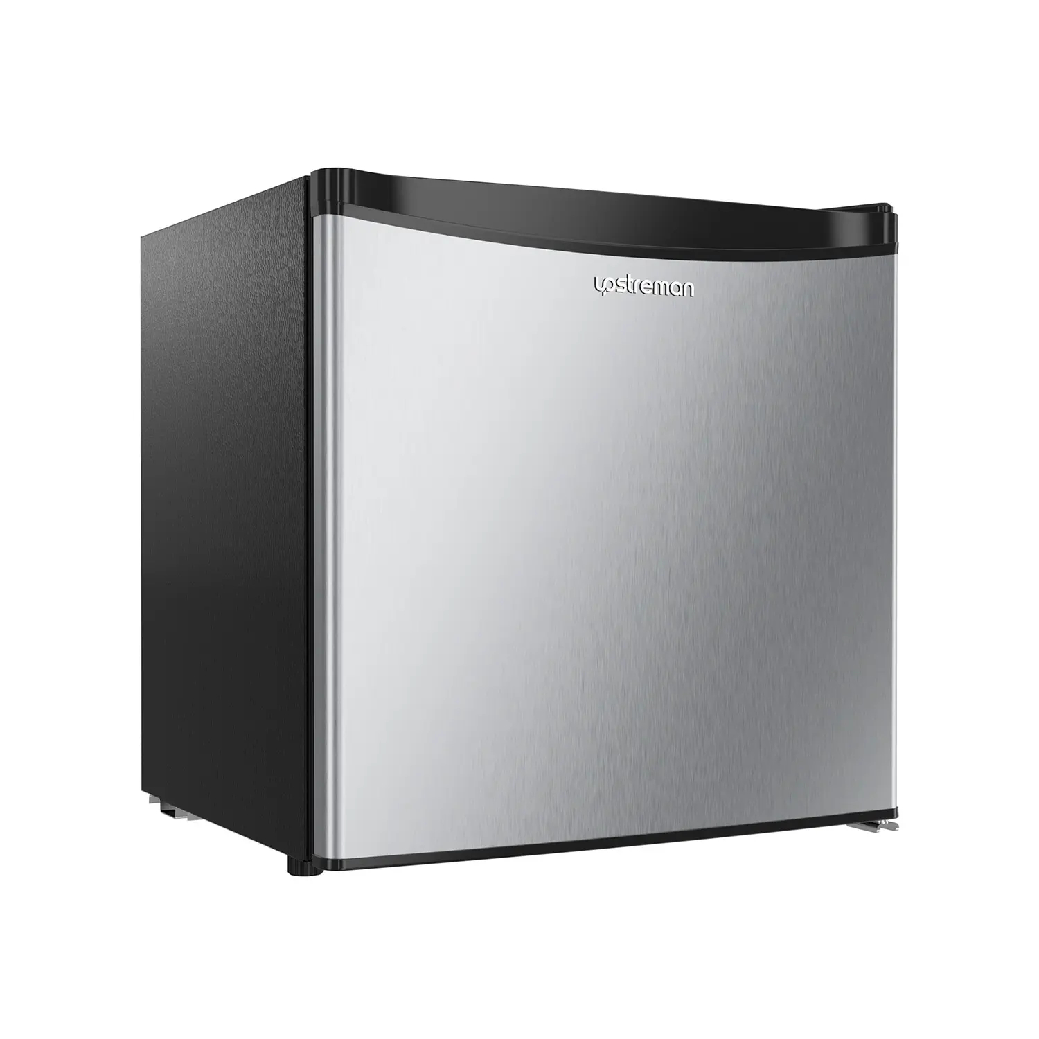 Upstreman Mini refrigerador con congelador de 1.7 pies cúbicos, termostato ajustable, ahorro de energía, bajo ruido, refrigerador compacto de una sola puerta para recámara, oficina, recámara, negro-FR17