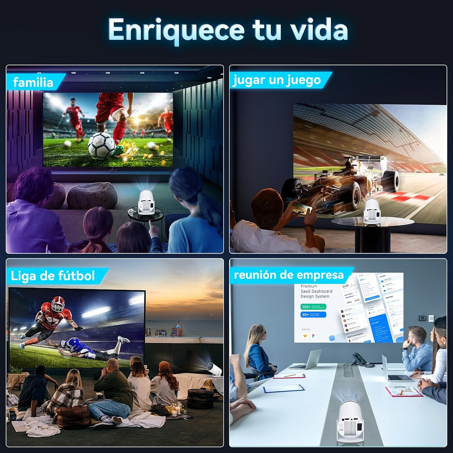 【Android 14.0】KACOTA Mini Proyector 4K Portátil 2026, 250ANSI/10000 Lúmenes | Pantalla de 150 pulgadas, Soporte 4K, WiFi 6 con 2.4/5GHz, Bluetooth 5.2, Compatible con iOS/Android/PC/PS4/PS5【HY300 PRO】