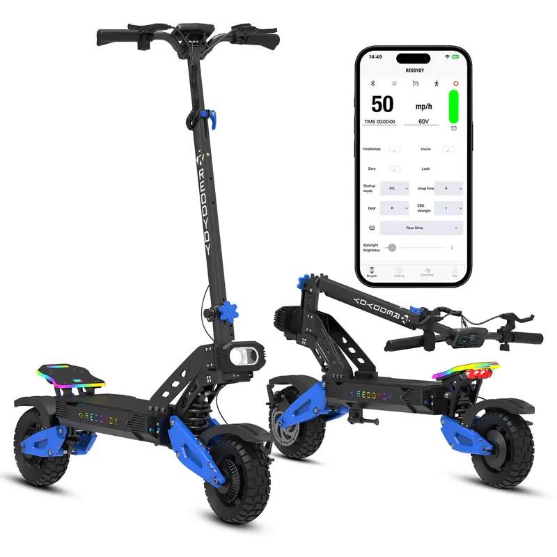 🔥 Patinete Todoterreno Plegable 1200W ⚡ Hasta 48 km/h, autonomía variable 32 a 64 km 🚦 Doble suspensión, capacidad 150 kg, se pliega en 3 segundos fácilmente