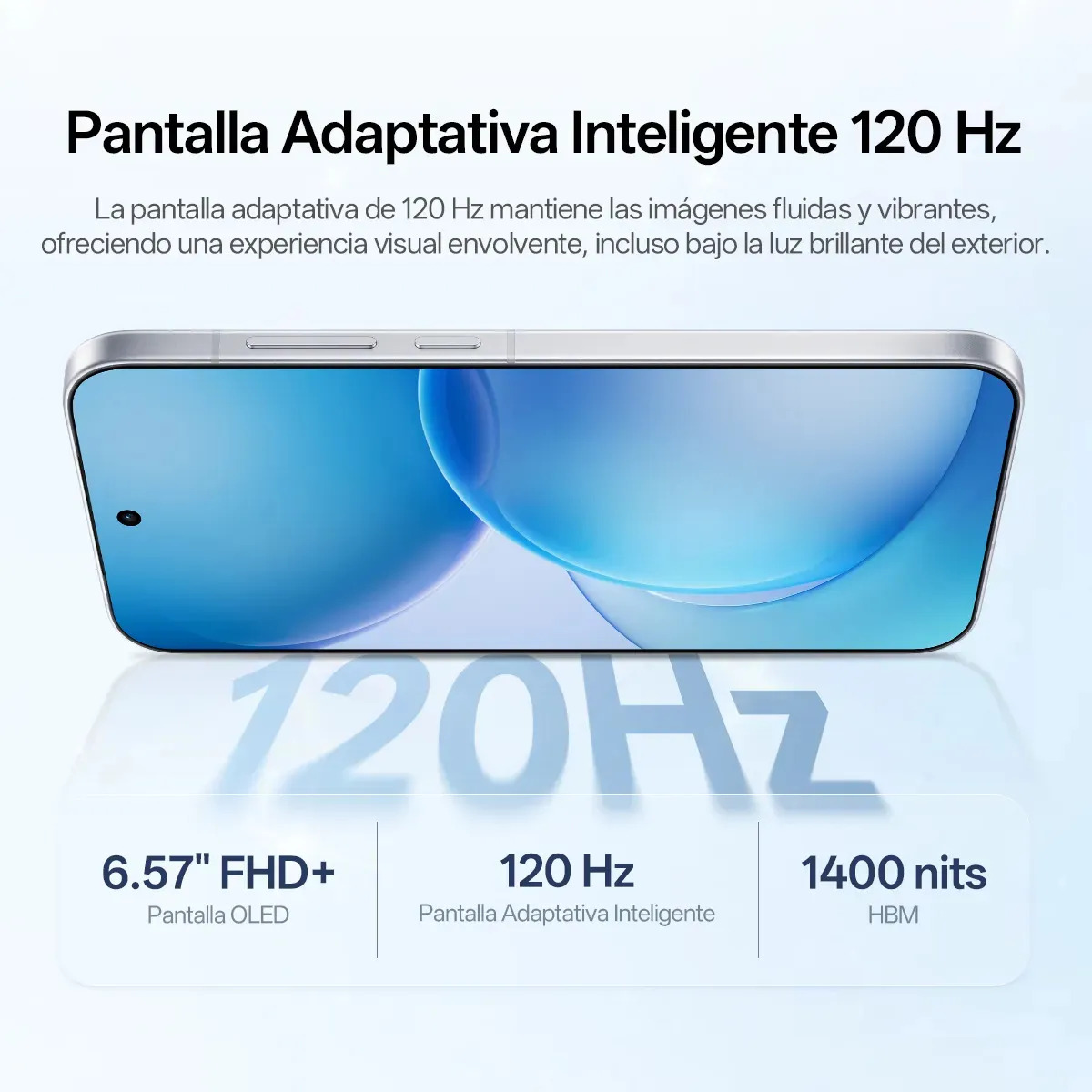 OPPO Reno 16 F 5G Blanco Celular Diseño Moderno 8GB RAM 128GB Cámara Principal 50MP Selfie 50MP Pantalla 120Hz Batería 7000mAh Carga 80W NFC ColorOS 16