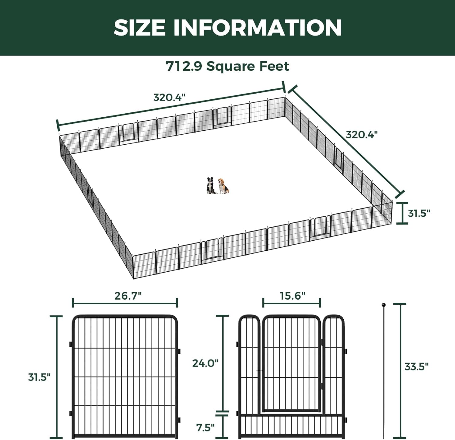 FXW Rollick Corral para Perros para Patio, RV Camping│Patentado, 24 Pulgadas 8 Paneles