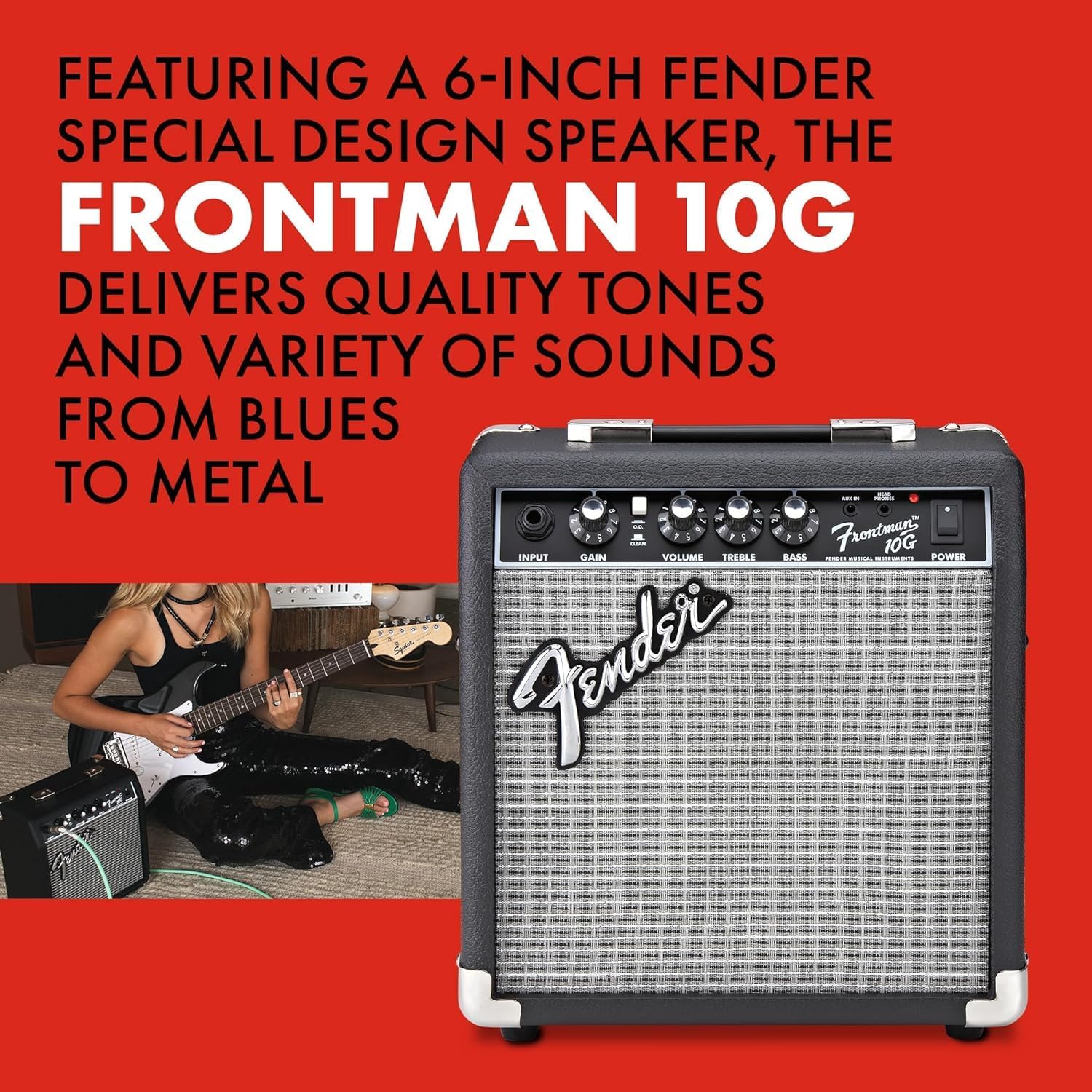 Fender Squier Debut Series Stratocaster Electric Guitar Kit, Beginner Guitar Kit, with 2-Year Warranty, with Padded Gig Bag, Frontman 10G Amp, Strap, and More, Includes Free Lessons, Black