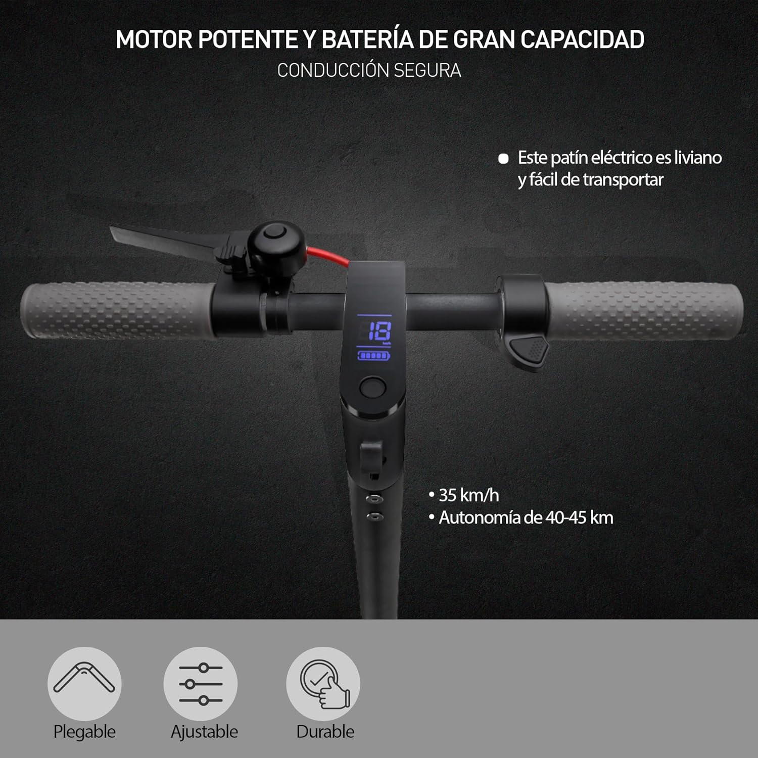 Bluelander Scooter E9 MAX Eléctrico Plegable para Adultos, Velocidad 35 km/h, Autonomía 40-45 km, Motor Sin Escobillas 960W, Scooter Adulto, Control por App Bluetooth, Scooter