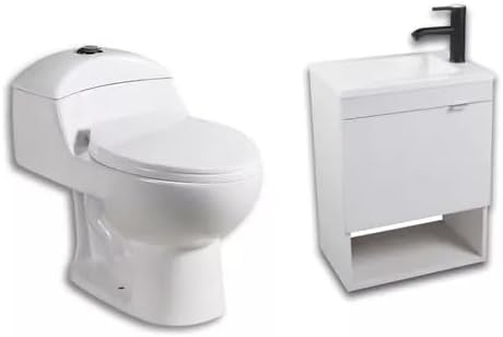 Esatto Paquete Mueble Bleu y Sanitario WC-002 Espejo Gratis (Siberia (Blanco) Monomando Negro)