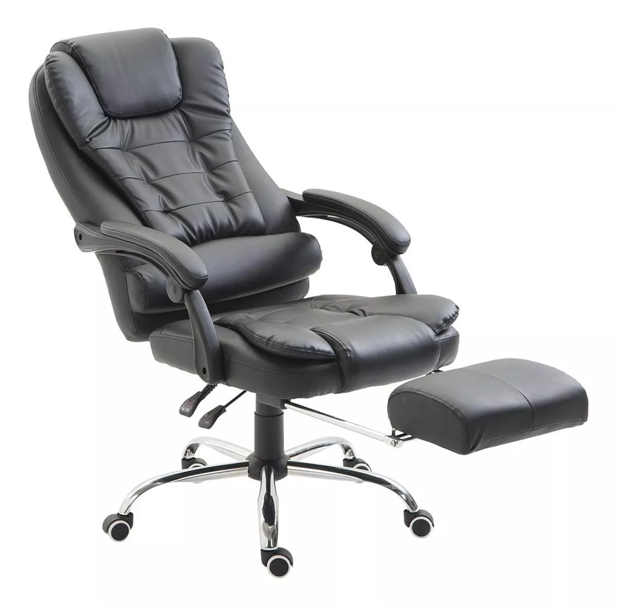 Silla de Escritorio Player One 1507 Ergonómica Negra con Tapizado de Cuero Sintético