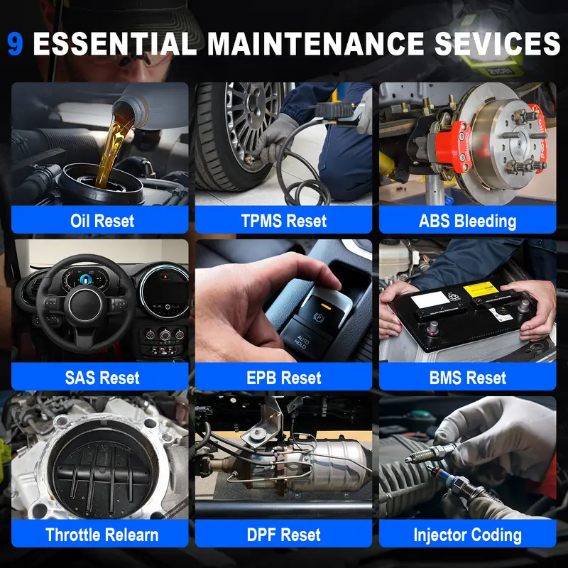 🔧 Escáner Automotriz Profesional, Herramienta de Diagnóstico Vehicular, Reinicio Aceite/SAS/Acelerador, Diagnóstico Motor‑ABS‑SRS‑Transmisión, AutoVIN, Lector Códigos Error, Prueba de Batería y Actualizaciones Gratuitas