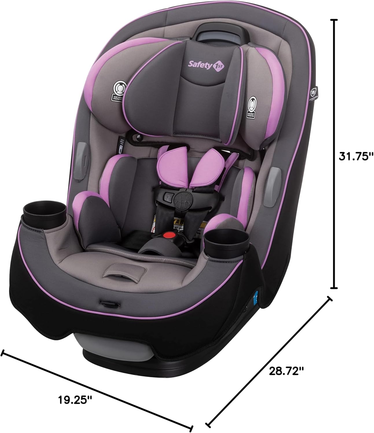 Safety 1st Grow and Go - Asiento de coche convertible todo en uno, orientado hacia atrás, 5-40 libras, orientado hacia adelante (30-65 libras), asiento elevador de respaldo alto 40-100 libras, color