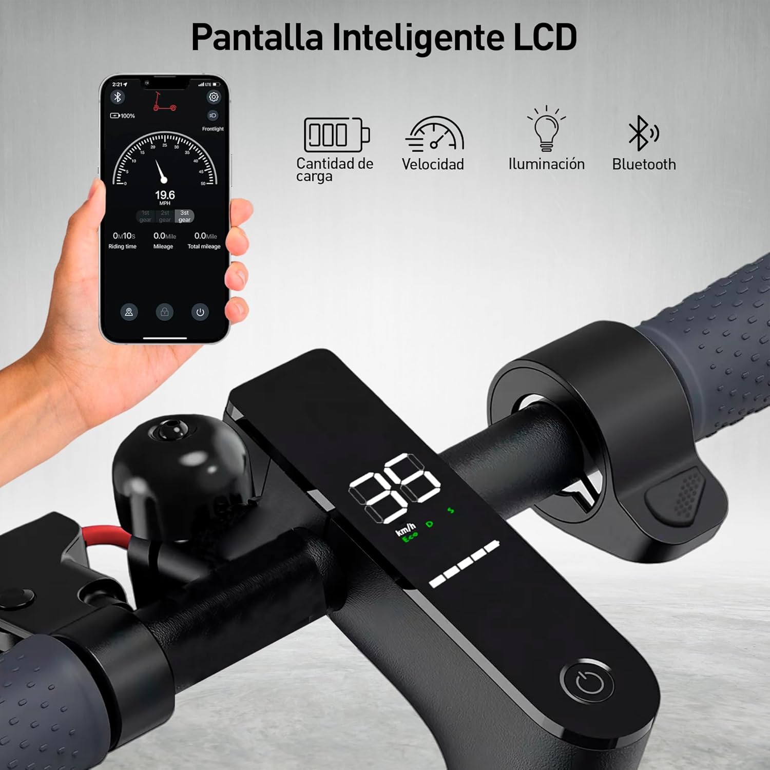 Bluelander Scooter E9 MAX Eléctrico Plegable para Adultos, Velocidad 35 km/h, Autonomía 40-45 km, Motor Sin Escobillas 960W, Scooter Adulto, Control por App Bluetooth, Scooter