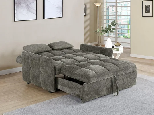 FrostGlen Tufted Cushion Sleeper Sofa Bed Dark Grey