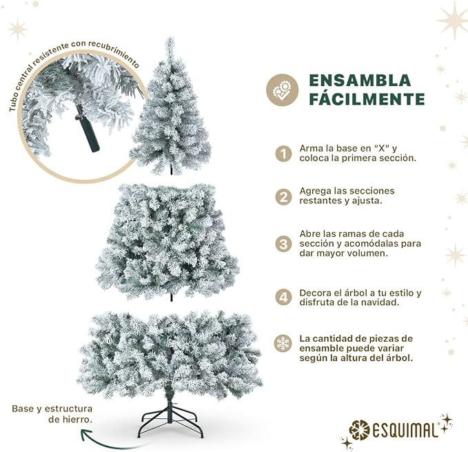 🎄Árbol de Navidad Artificial de 7 pies｜Abeto Realista ramas densas, montaje rápido y base de metal resistente