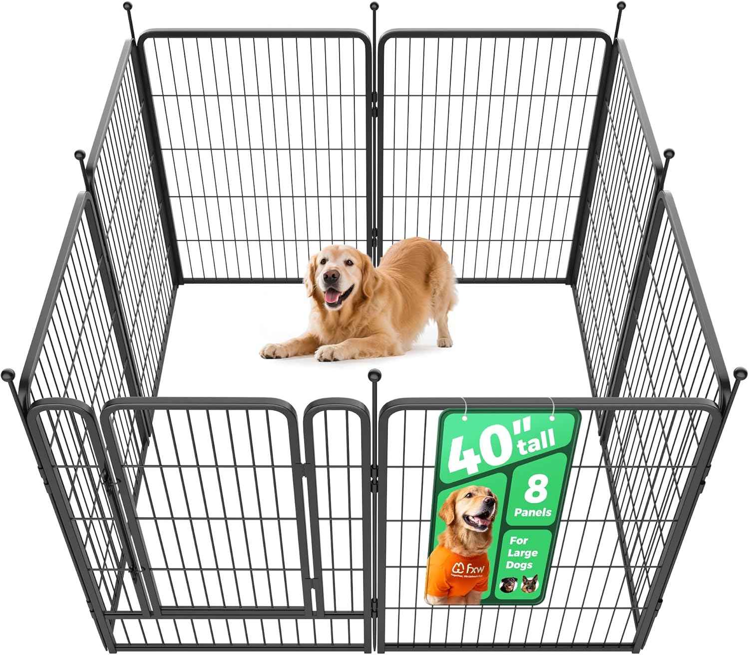 FXW Rollick Corral para Perros para Patio, RV Camping│Patentado, 24 Pulgadas 8 Paneles