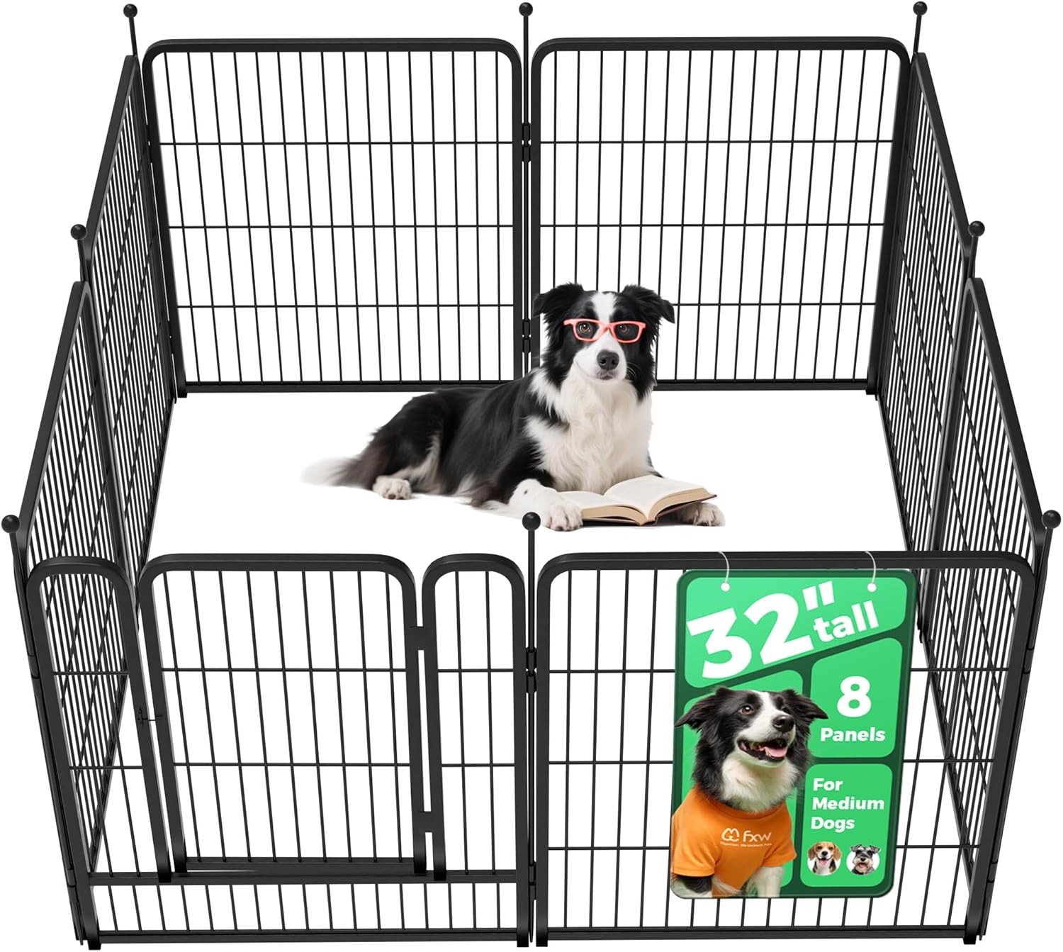 FXW Rollick Corral para Perros para Patio, RV Camping│Patentado, 24 Pulgadas 8 Paneles
