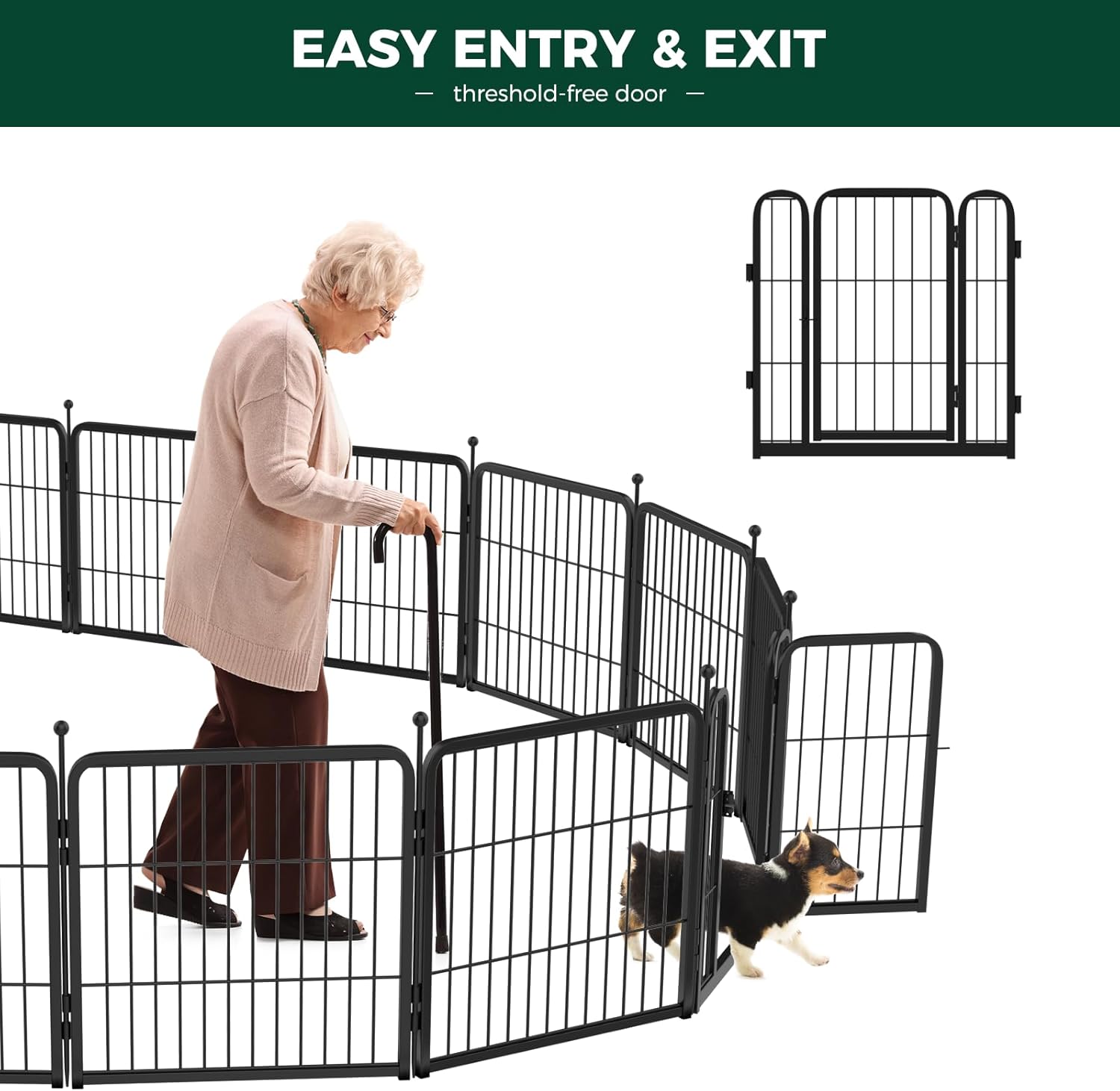 FXW Rollick Corral para Perros para Patio, RV Camping│Patentado, 24 Pulgadas 8 Paneles