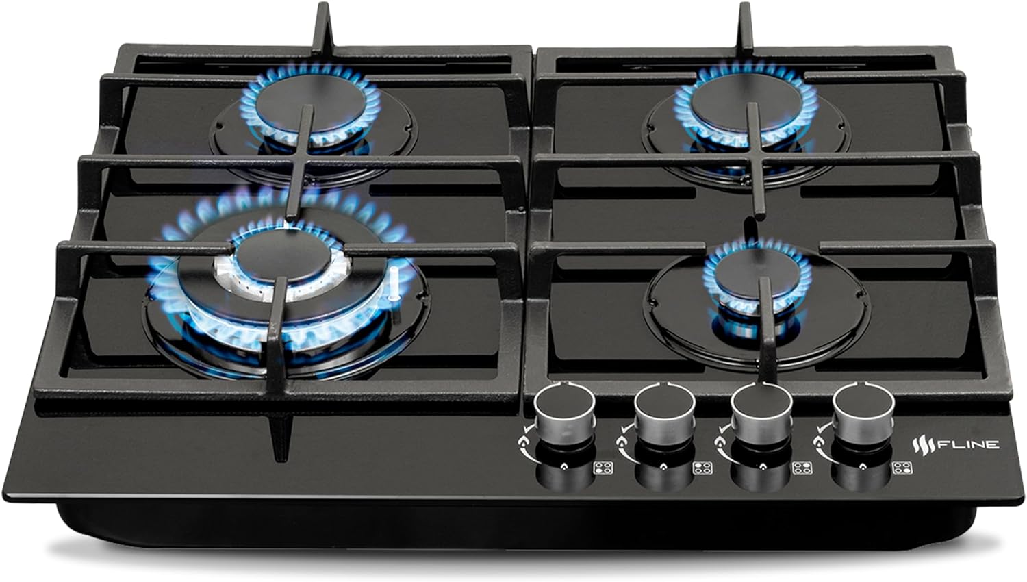 Parrilla De Gas Empotrable 4 Quemadores | Vidrio Templado | Gas LP Y Gas Natural | Encendido Electrónico | Estufa De Mesa | Parrilla De Inducción | Fácil Limpieza