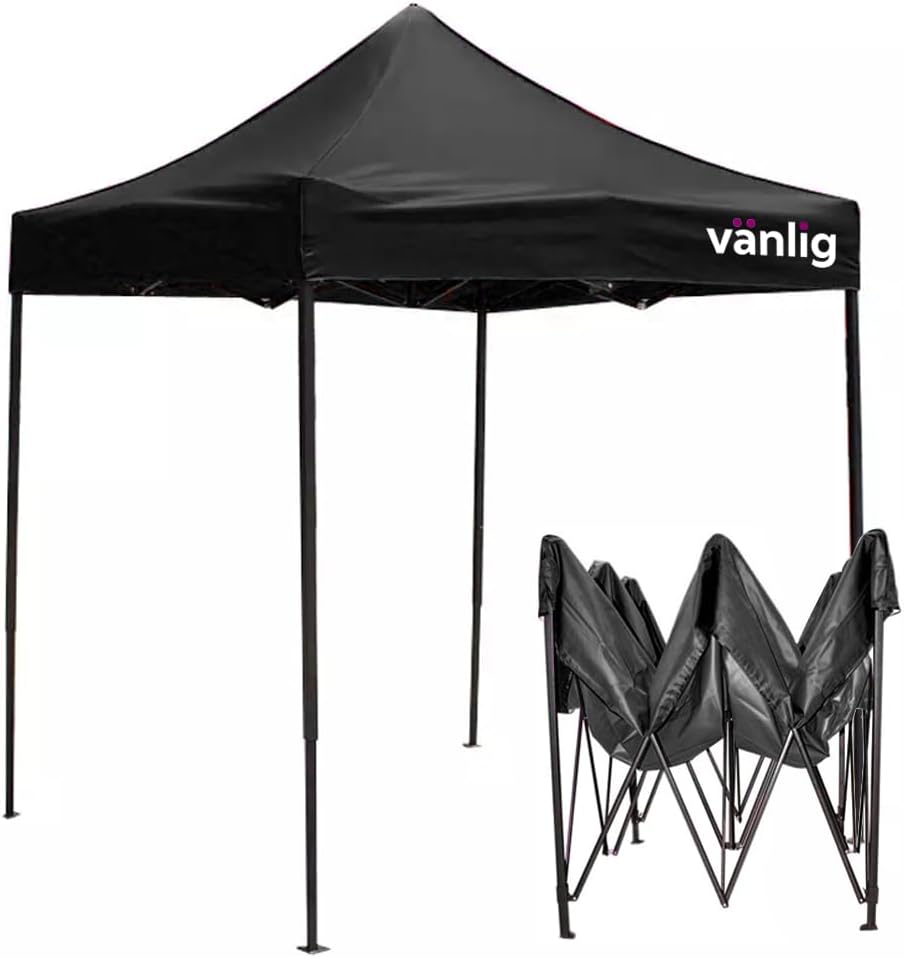 VANLIG | Carpa Toldo Plegable 2x2m | Impermeable, para Uso Temporal y Comercial | Fácil de Armar | Protección Solar UV | Ideal para Jardín, Eventos y Exterior | Color Negro