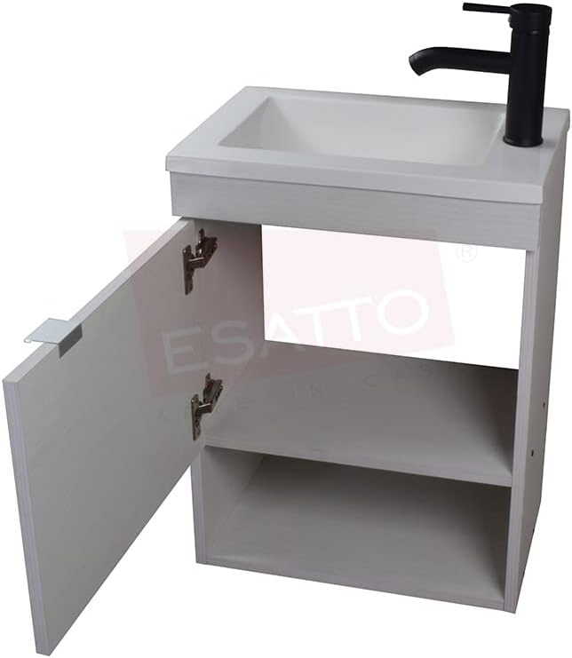 Esatto Paquete Mueble Bleu y Sanitario WC-002 Espejo Gratis (Siberia (Blanco) Monomando Negro)