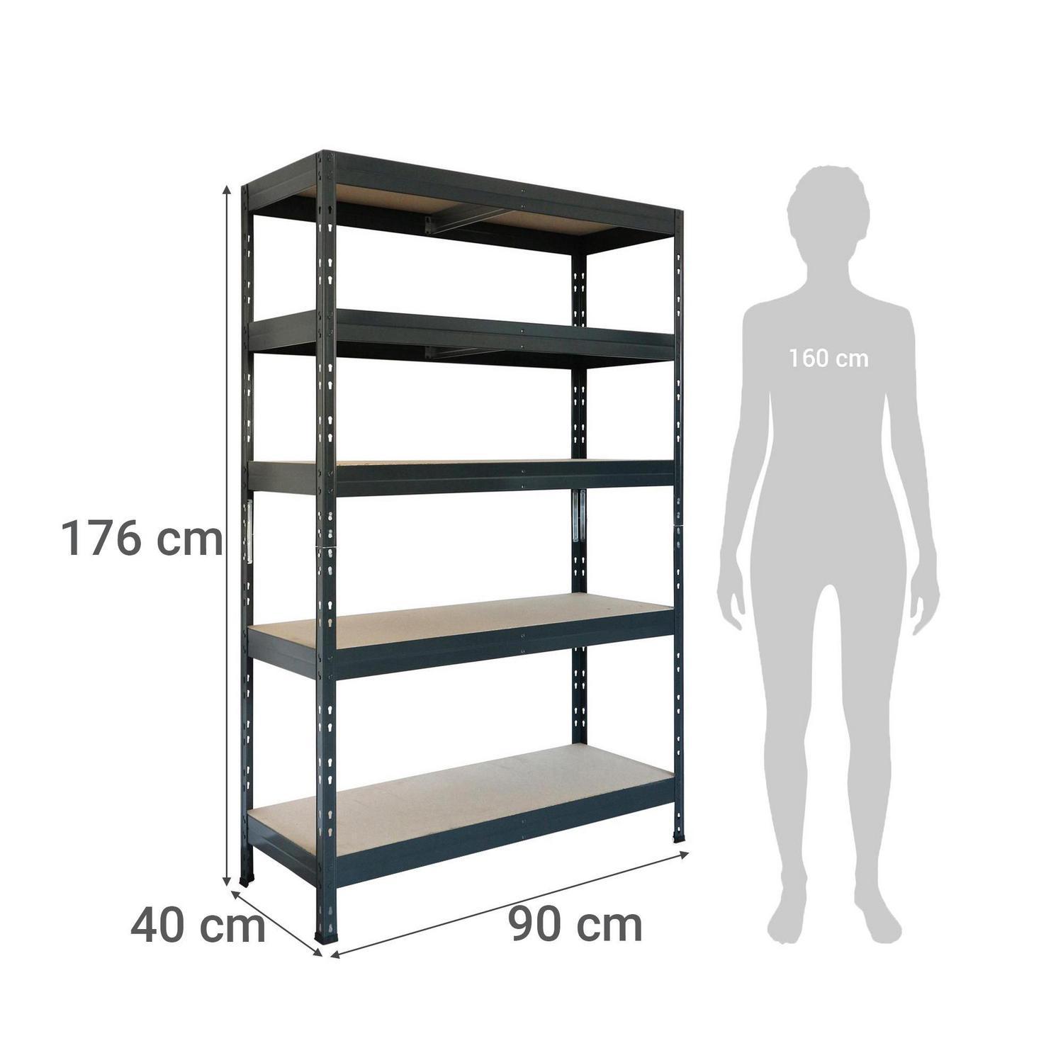Estante Rivet 5 Nivel(es) 90x176x40 cm Gris