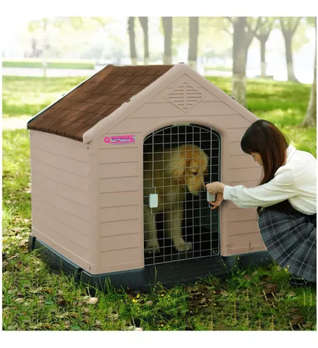 Casa Para Perro Exterior Con Puerta Raza Grande 99cm Qperrón