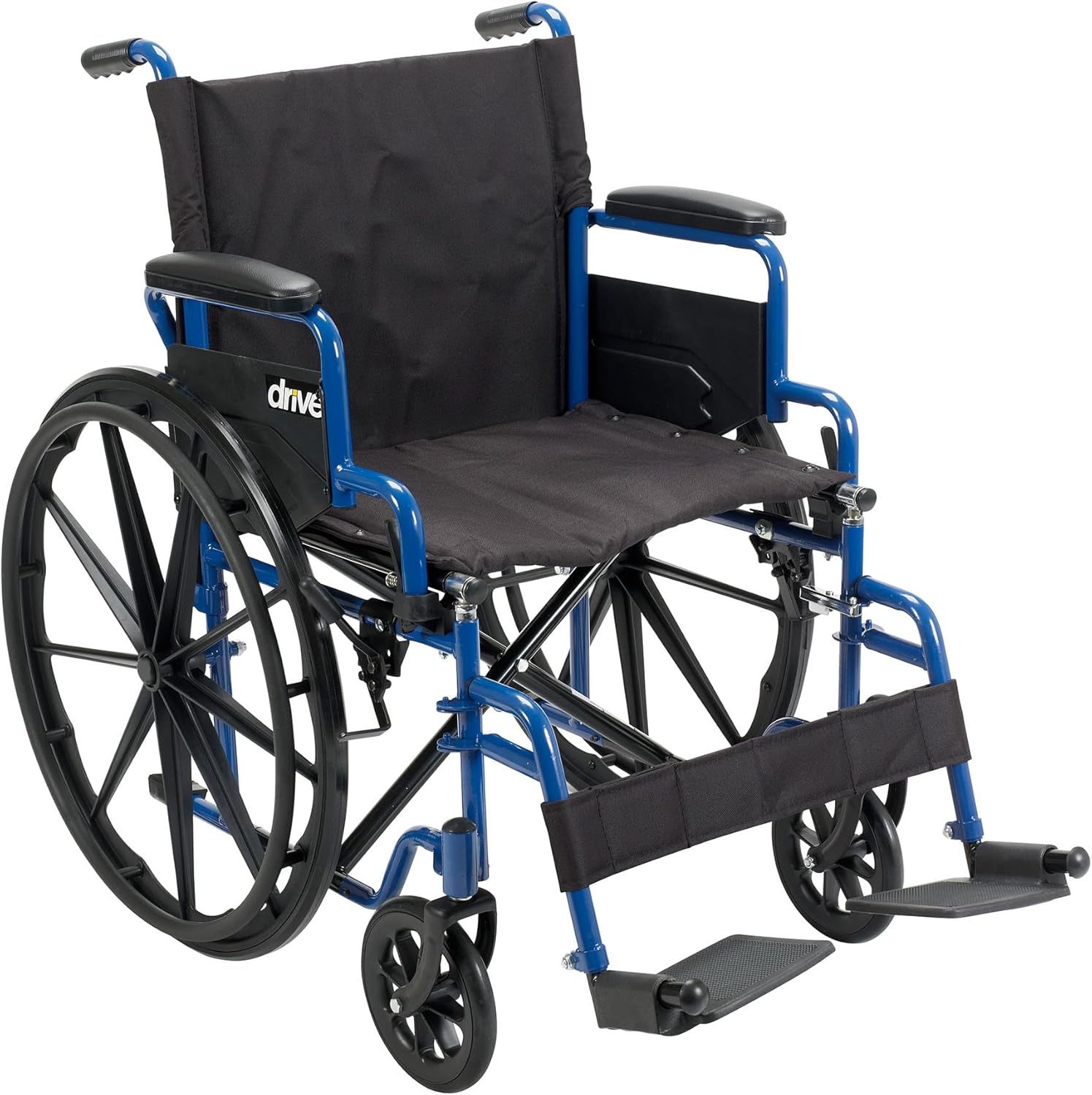 Drive Medical BLS20FBD-ELR Blue Streak Wheelchair with Flip Back Desk Arms and Elevating Leg Rests, Blue
