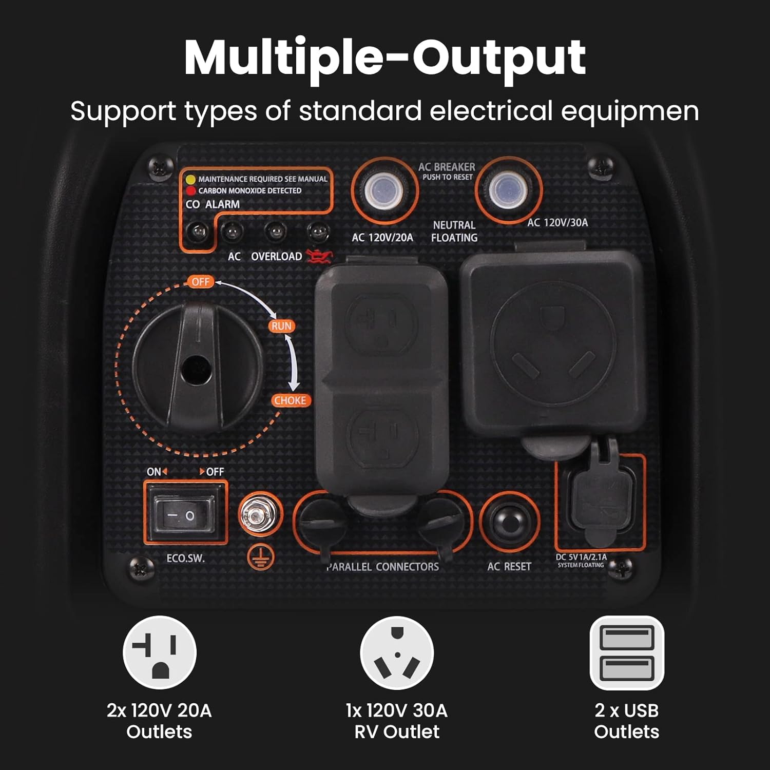 MaXpeedingrods Generador inversor portátil de 3500 W alimentado por gas, compatible con EPA, compacto y ligero para energía de respaldo en el hogar, camping al aire última intervensión, RV y remolque
