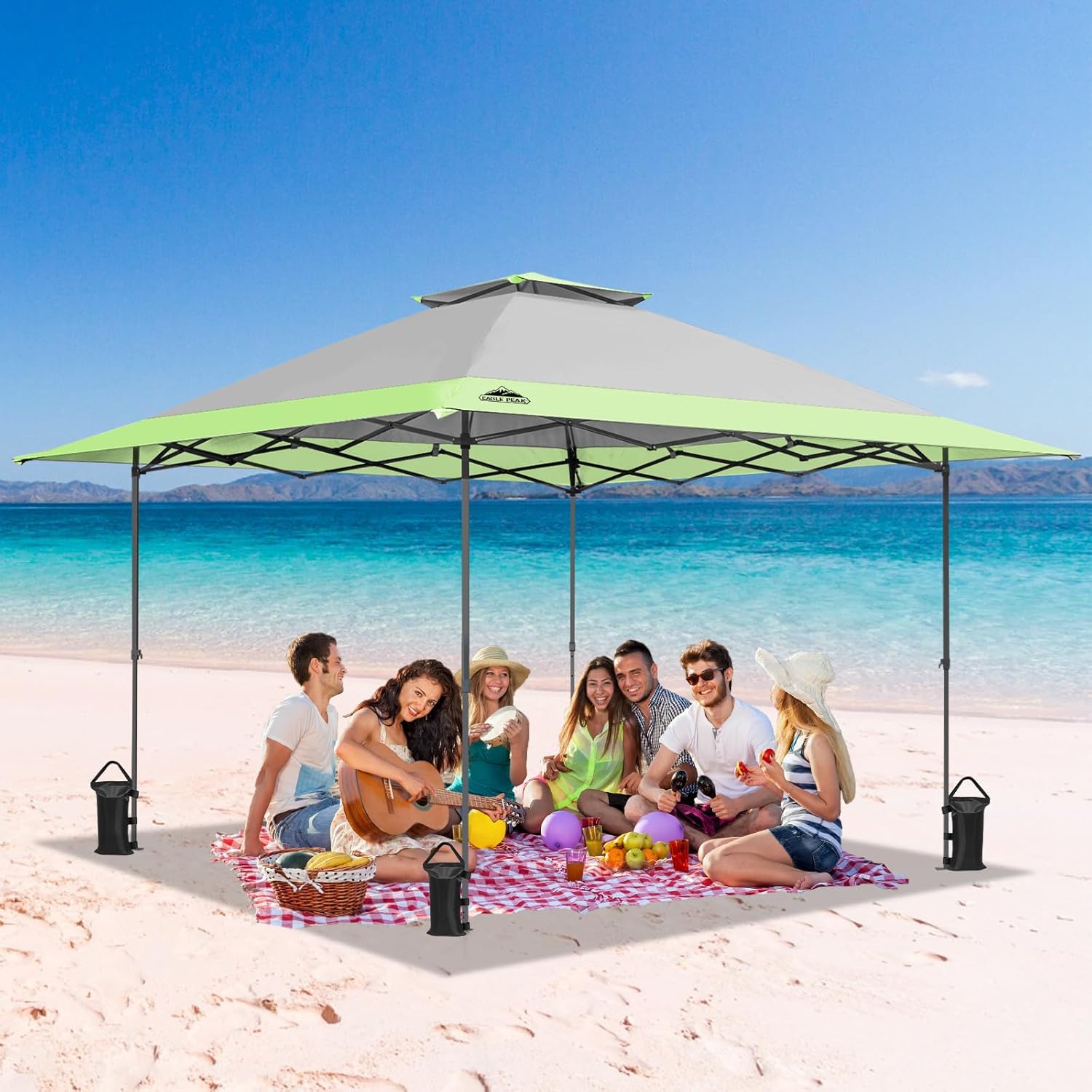 EAGLE PEAK - Toldo desplegable de pierna recta de 13 x 13 pulgadas, toldo instantáneo para exteriores, fácil instalación para una sola persona, refugio plegable con aleros de extensión automática, 169 pies cuadrados de sombra (gris)
