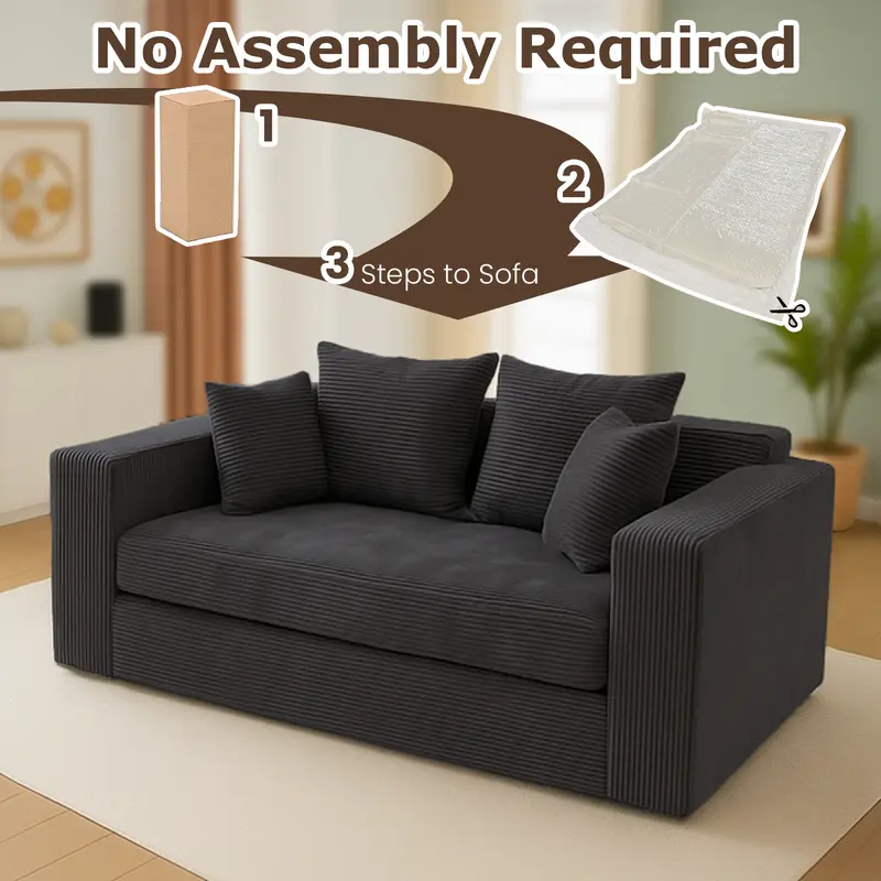 Sofá Cama Convertible 3 en 1 Winzoo Modelo de Suelo: Sillón Extragrande, Sofá 2 Plazas, Chaise Longue Plegable Futón, Incluye 4 Cojines para Sala