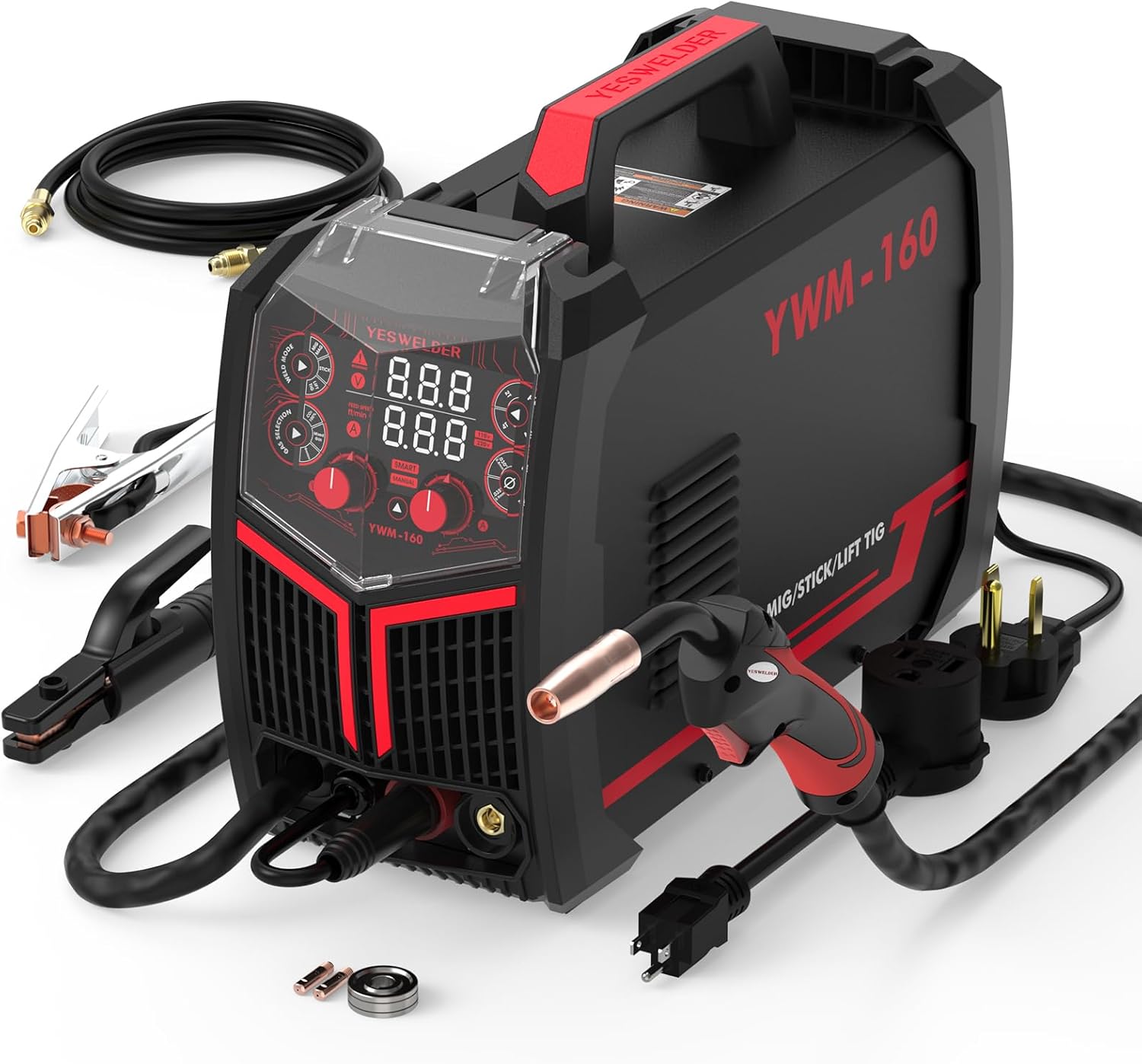 YESWELDER Soldadora Inversora Microalambre De 135 Amperios, 110 V Flux Core Soldadora Inversora， MIG/LIFT TIG/STICK MáQuina De Soldadura 3 En 1 Igbt Inverter Soldadora