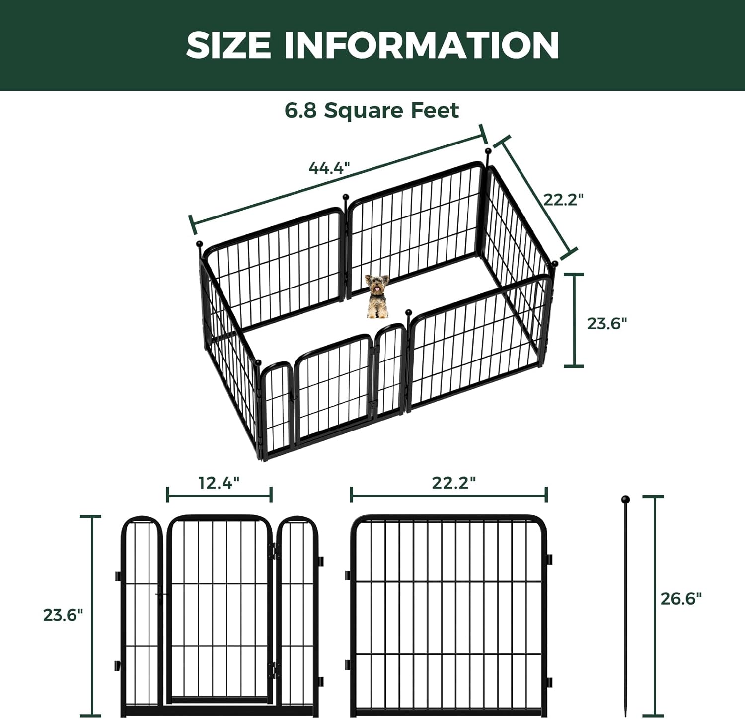 FXW Rollick Corral para Perros para Patio, RV Camping│Patentado, 24 Pulgadas 8 Paneles