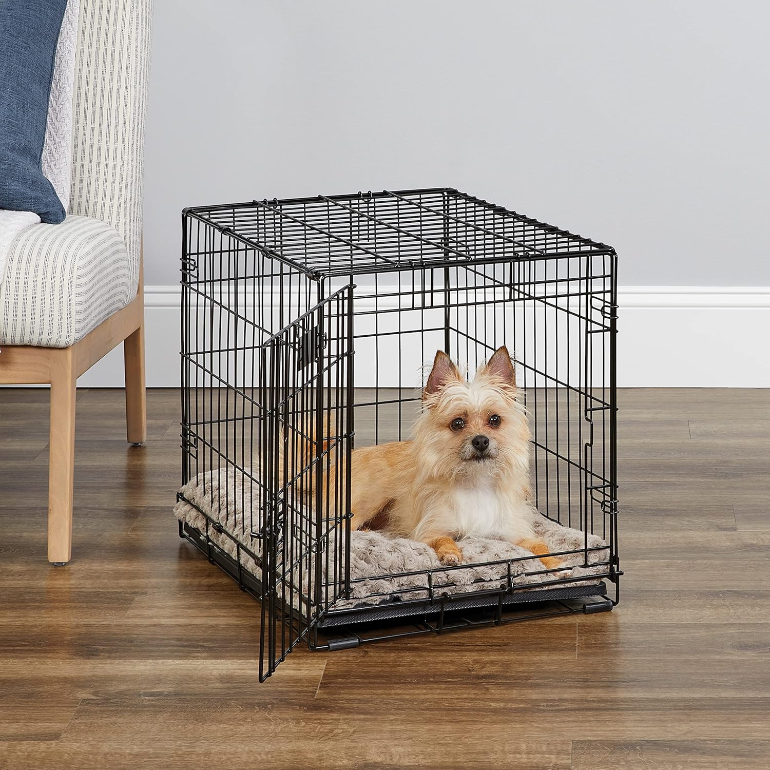 MidWest Homes for Pets - Jaula para perros XL | Jaula para perros MidWest iCrate de metal plegable con doble puerta con panel divisor, protege los pies y bandeja para perros a prueba de fugas | 48 pulgadas de largo x 30 de ancho x 33 pulgadas de alto, raz