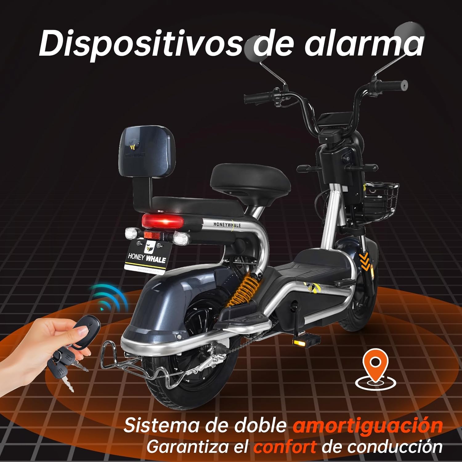 HONEYWHALE KC-Cool Bicicleta Electrica para Adultos, Bicimoto Eléctrica con Alarma, Máxima del Motor 700W, Velocidad Máxima 45KM/H, Autonomía 55-60KM, Baterías de Gran Capacidad 20AH