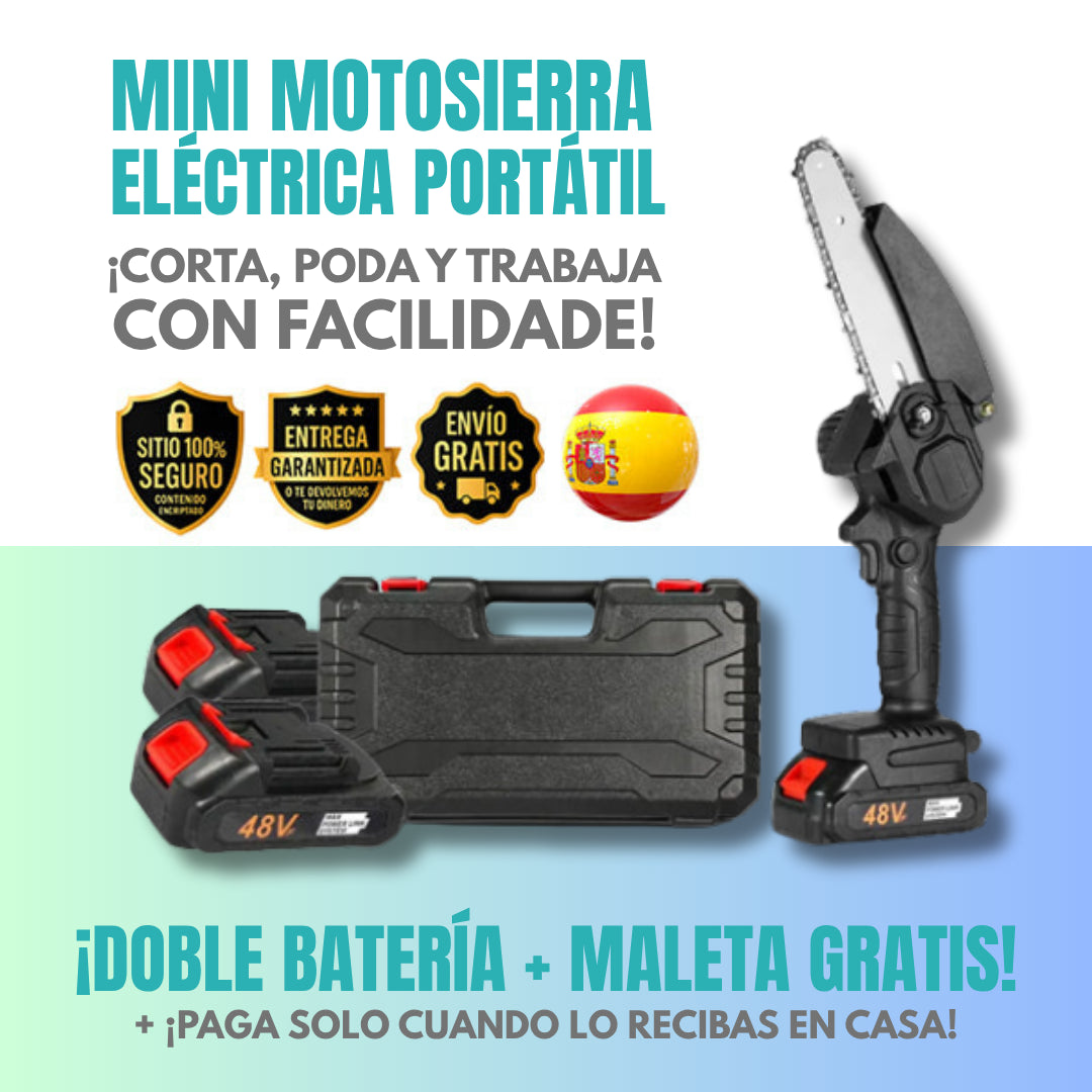 Mini Motosierra Eléctrica Portátil 48V | + 1 Batería + Maleta GRATIS | Noare