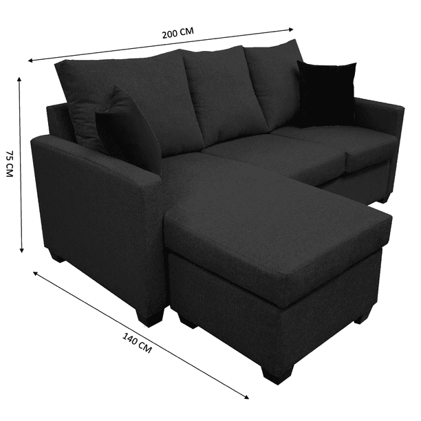 Sala Esquinera El Bazar Store Denver Gris Oxford, 200x140 cm, Lado derecho e Izquierdo, Lino nacional, Sofa