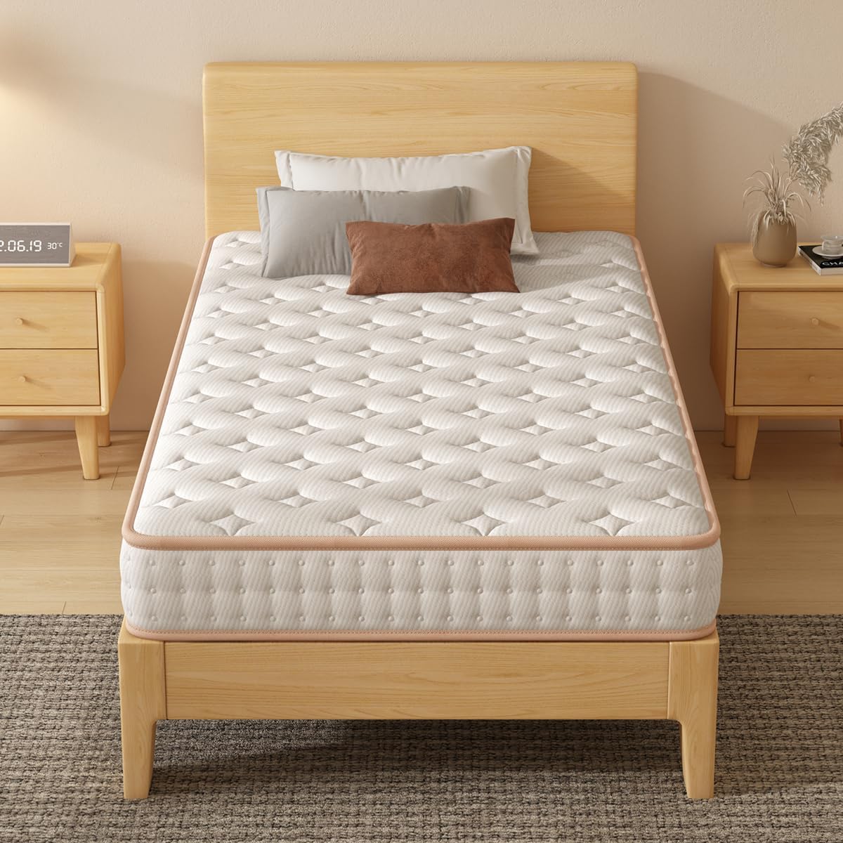 MOCOERL Colchón Individual de Espuma Viscoelástica, Alta Elasticidad, Ultra Transpirable, El Colchón se Puede Utilizar por Ambos Lados.190 cm x 100 cm x 18cm