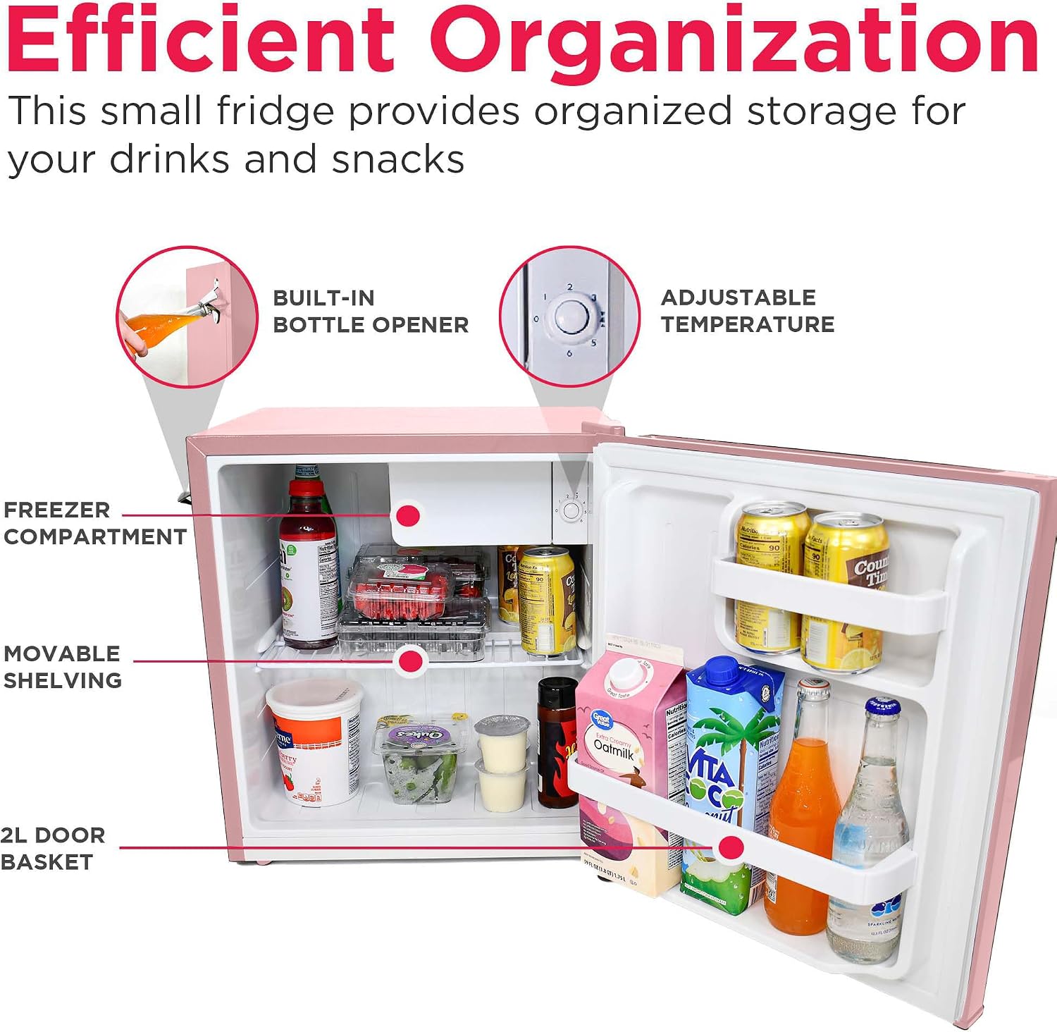 ❄️ Mini Refrigerador Retro Frigidaire EFR176 Rosa 1.6 Pies Cúbicos, Abridor de Botellas Incorporado, Ideal para Oficina, Dormitorio y Residencia Estudiantil